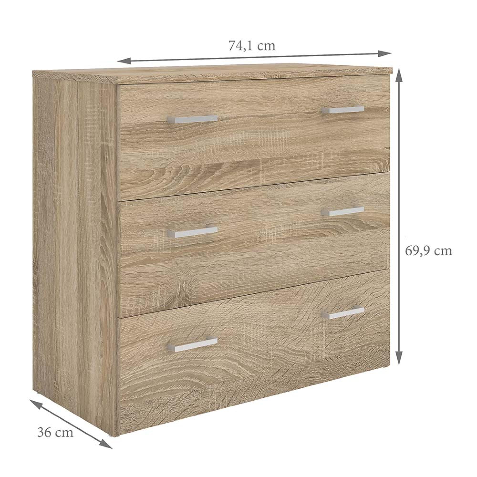 Space Chest - 3 Drawer - Small - Oak
