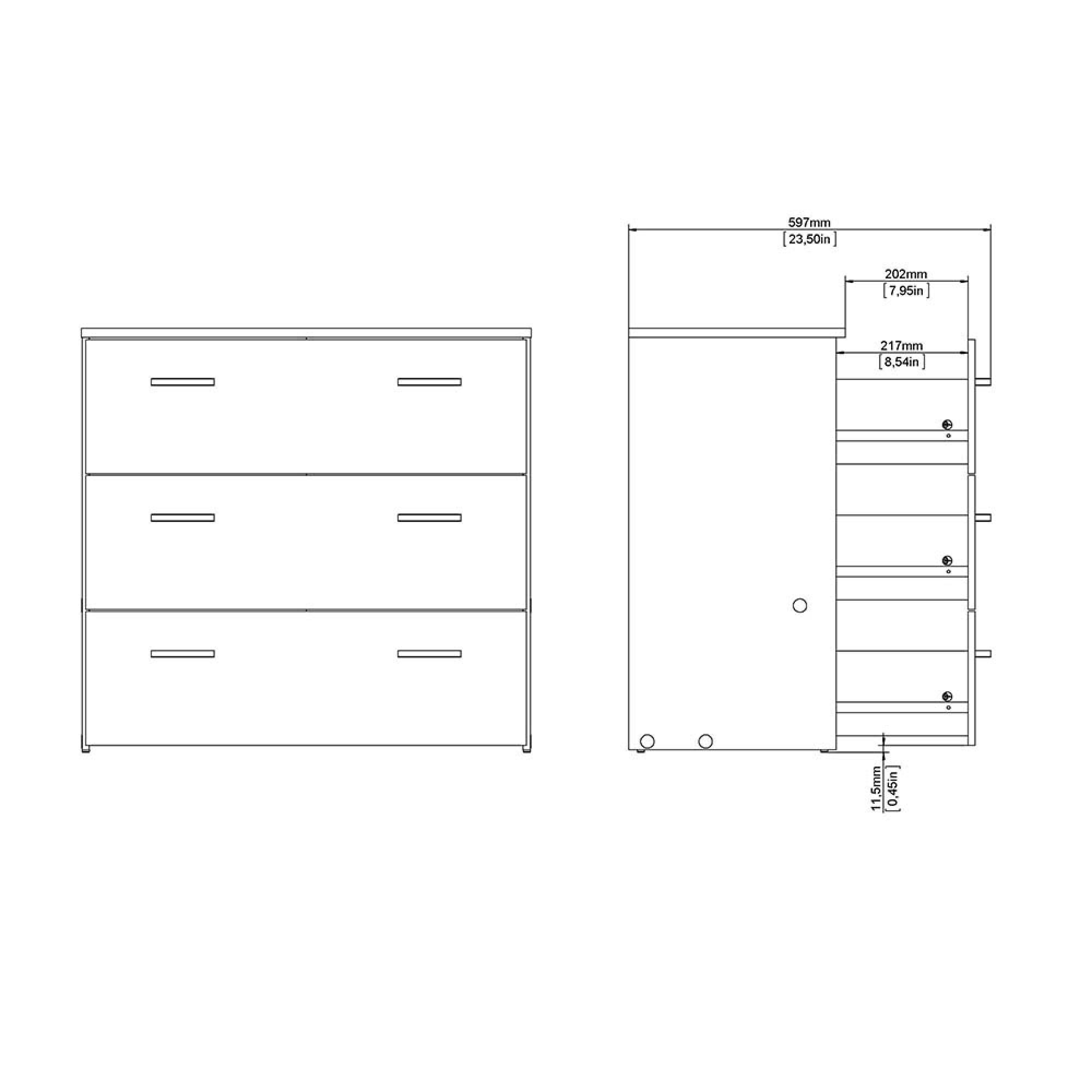 Space Chest - 3 Drawer - Small - Oak