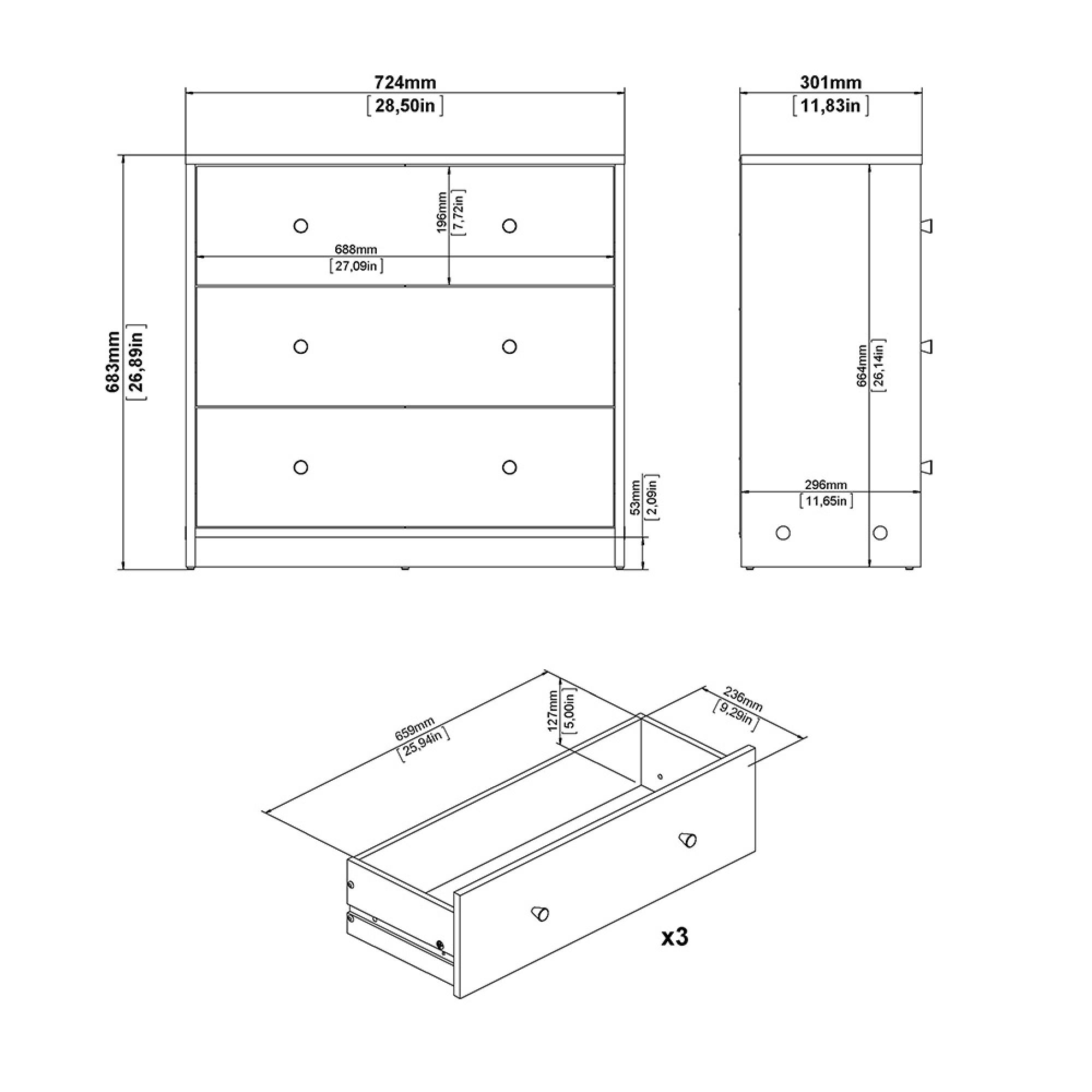 May Chest - 3 Drawer - Small - Black