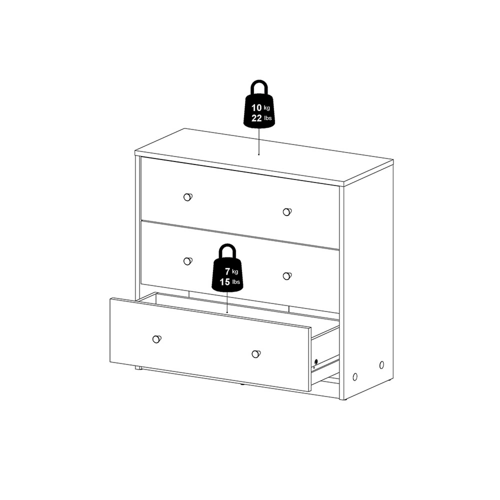 May Chest - 3 Drawer - Small - White