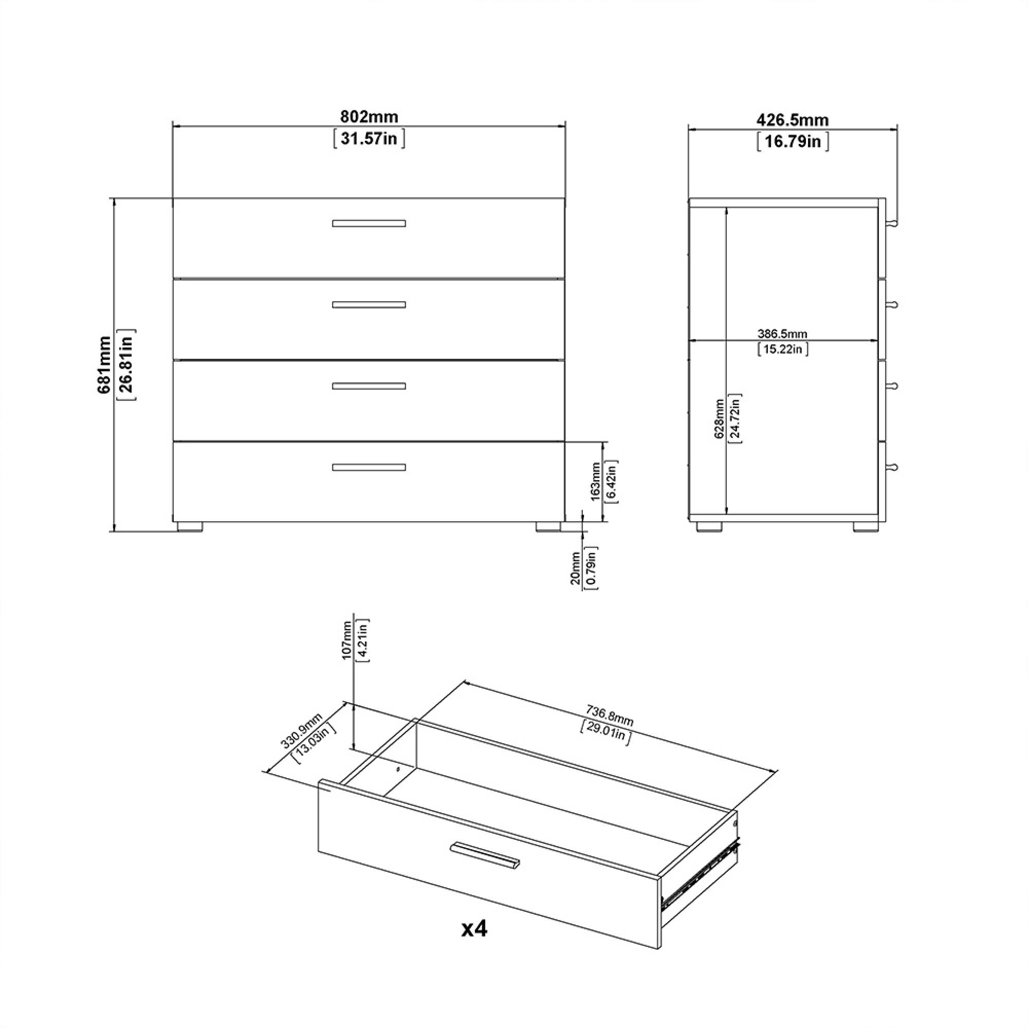 Pepe Chest - 4 Drawer - White