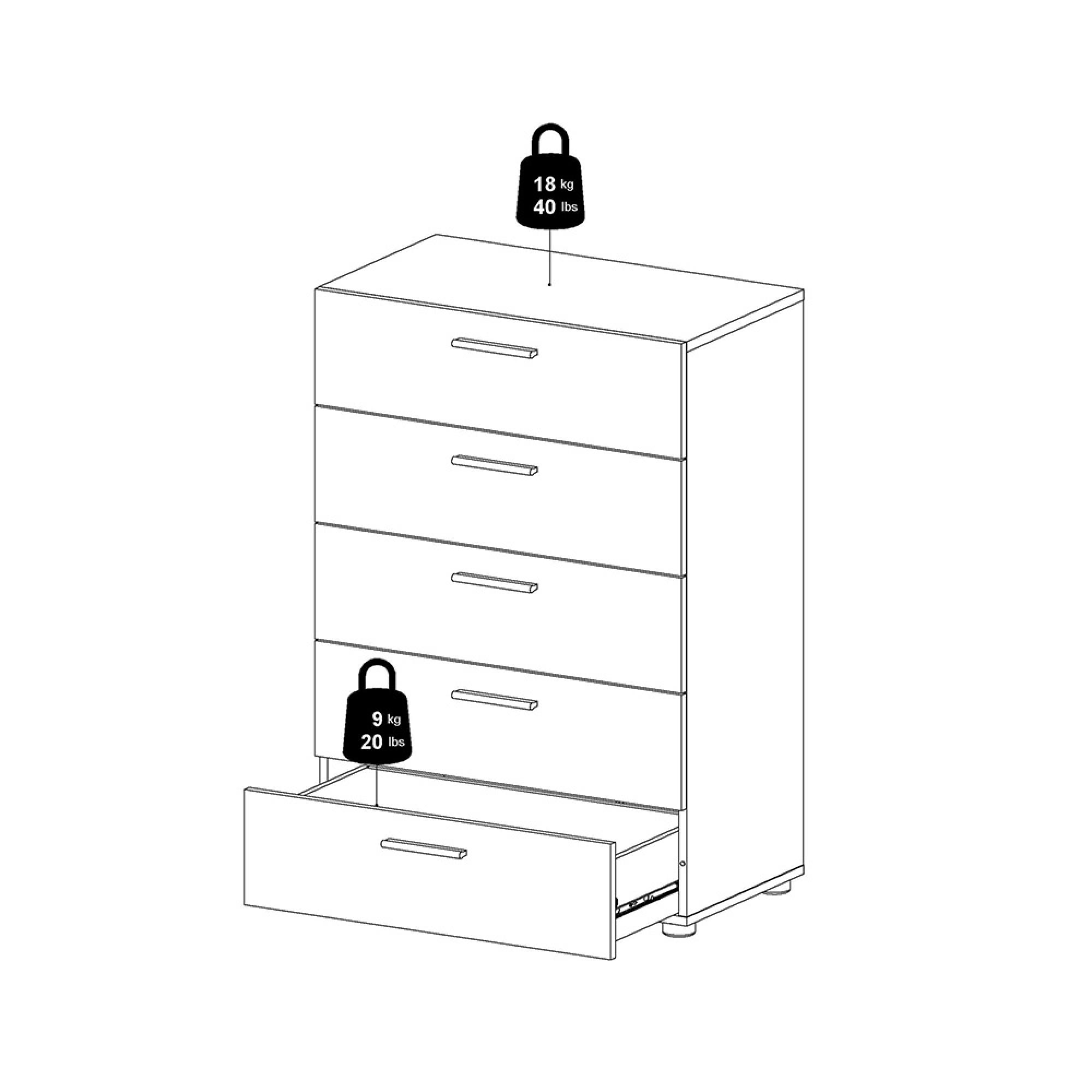 Pepe Chest - 5 Drawer - Oak and White Gloss