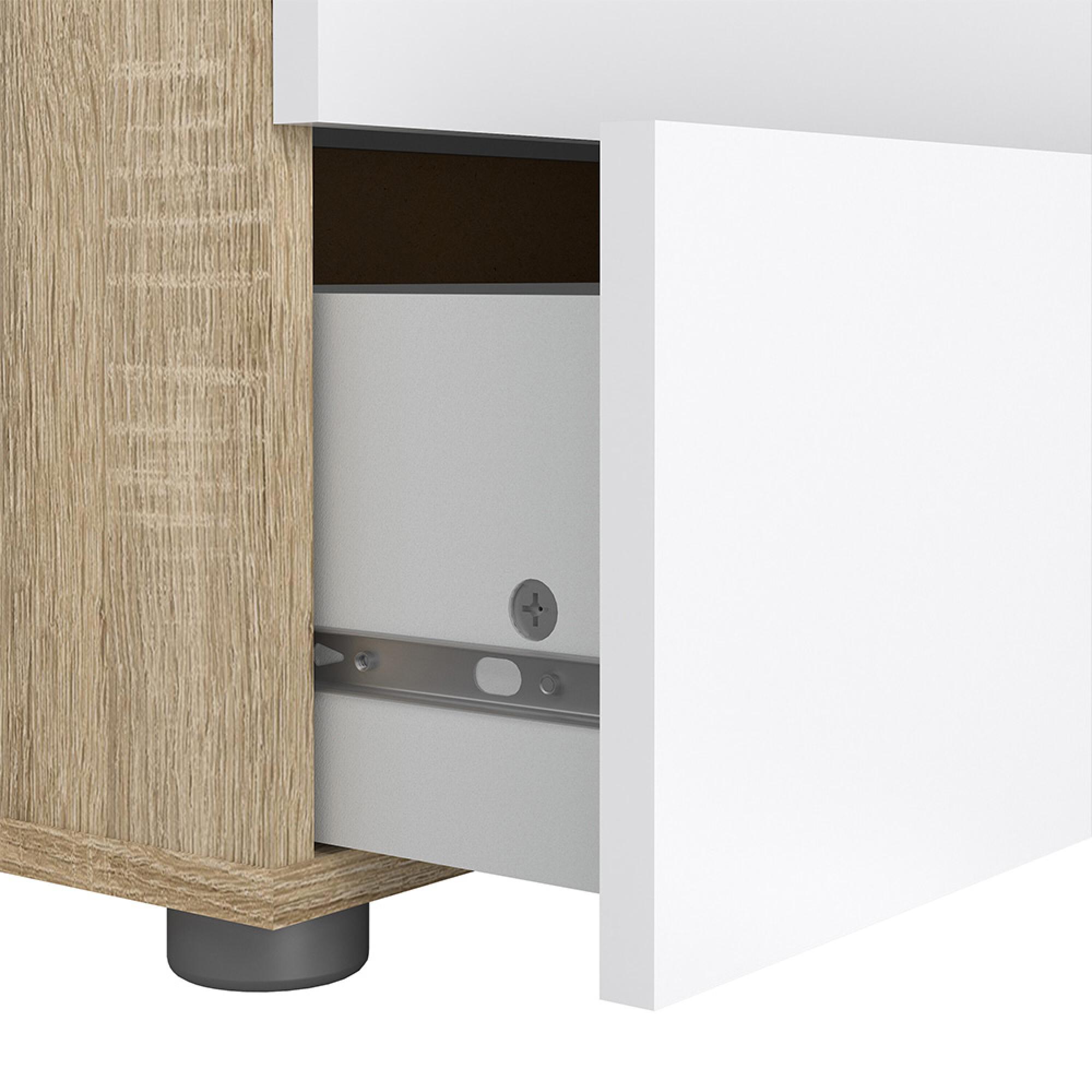 Pepe Chest - 5 Drawer - Oak and White Gloss