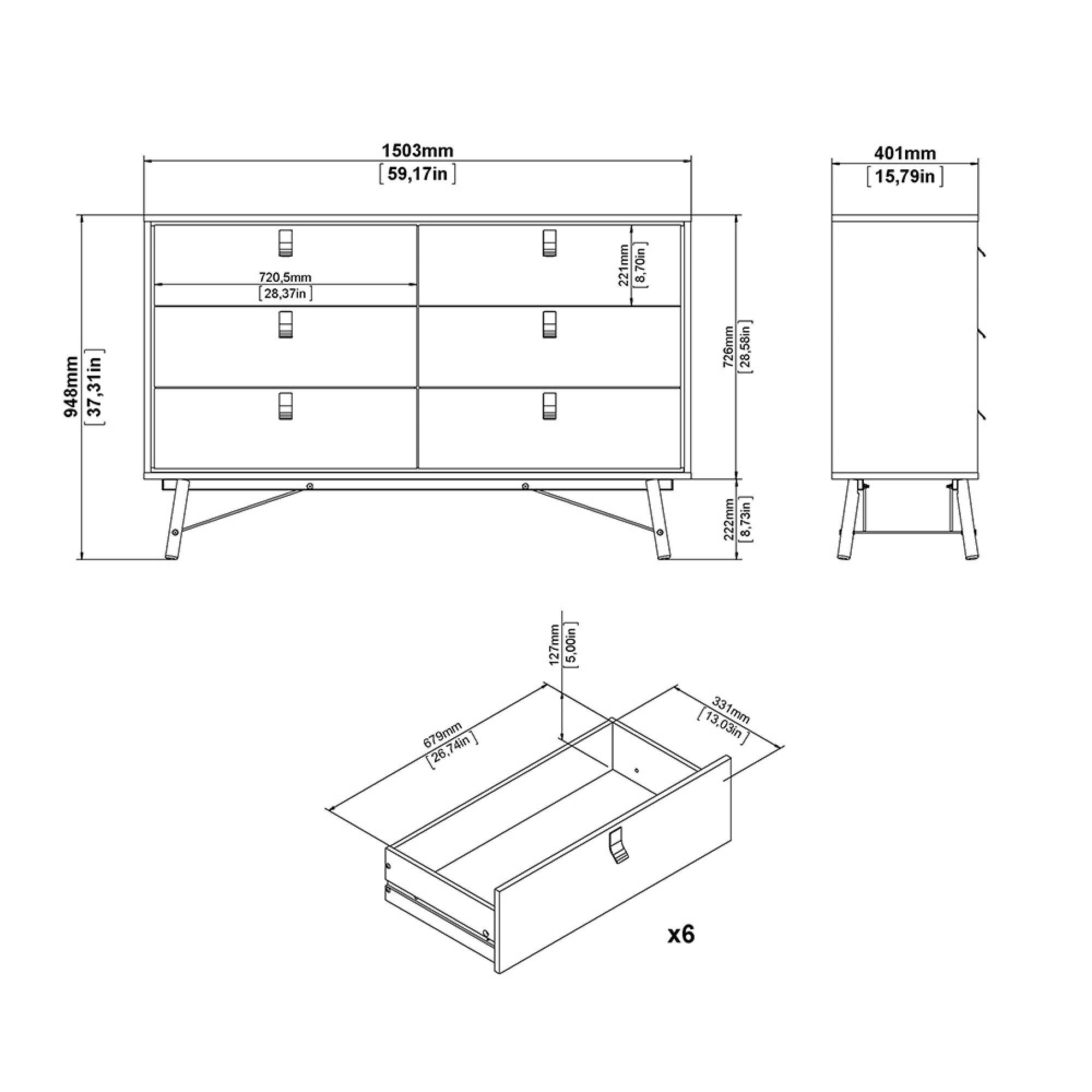 Ry Chest - 6 Drawer - Wide - Black