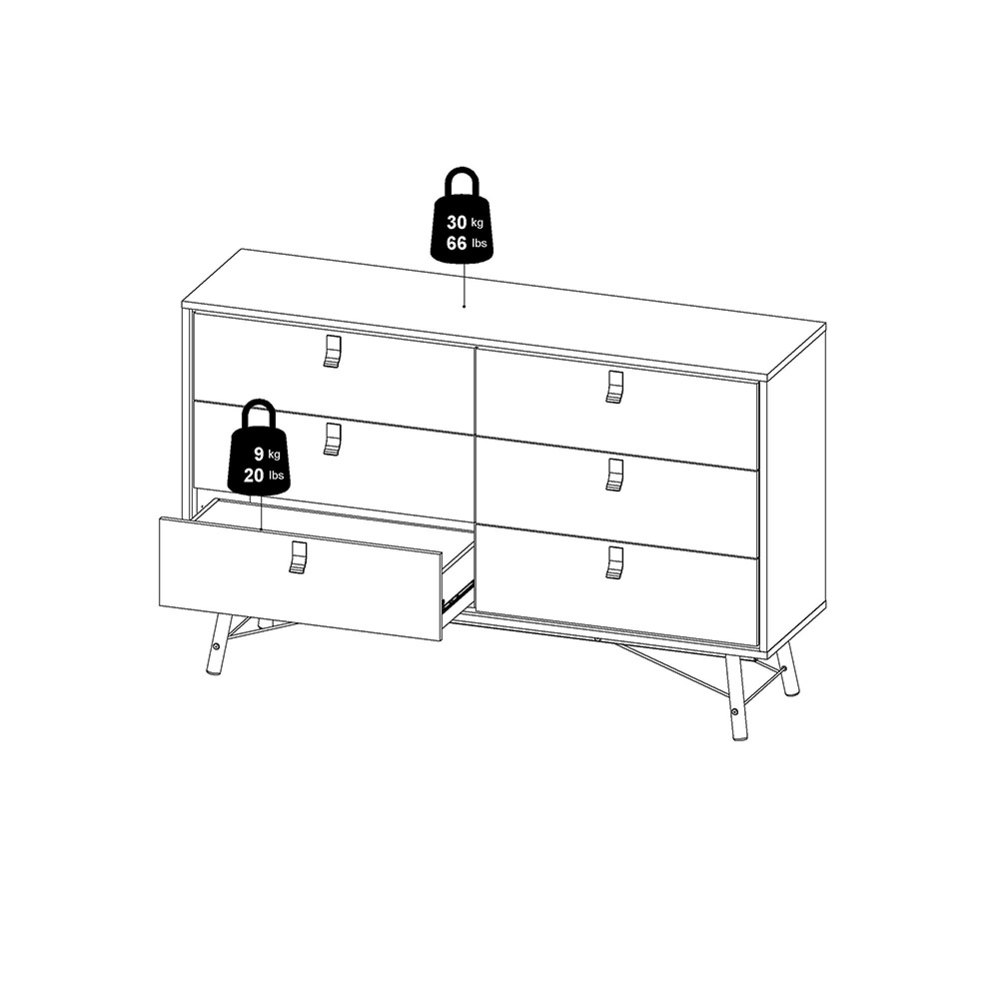 Ry Chest - 6 Drawer - Wide - Black