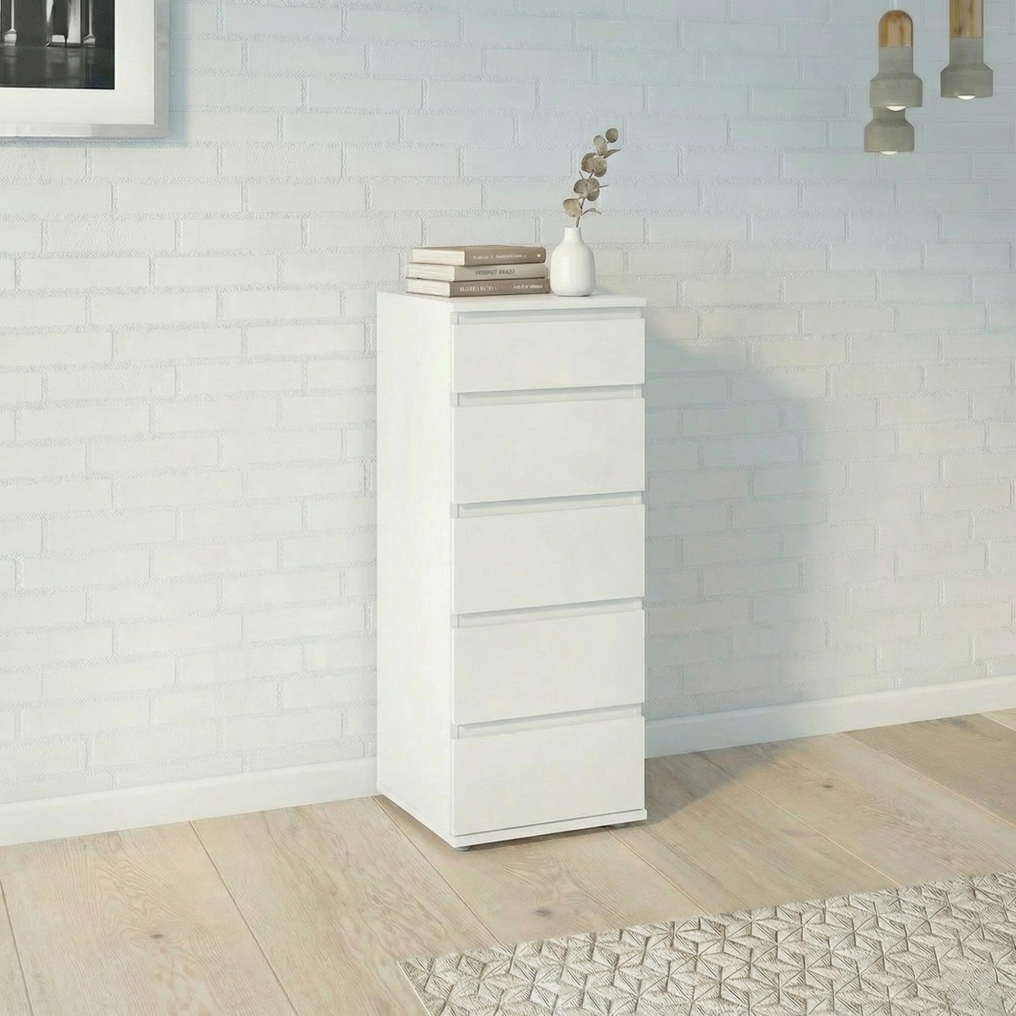 Nova Chest - 5 Drawer - Narrow - White