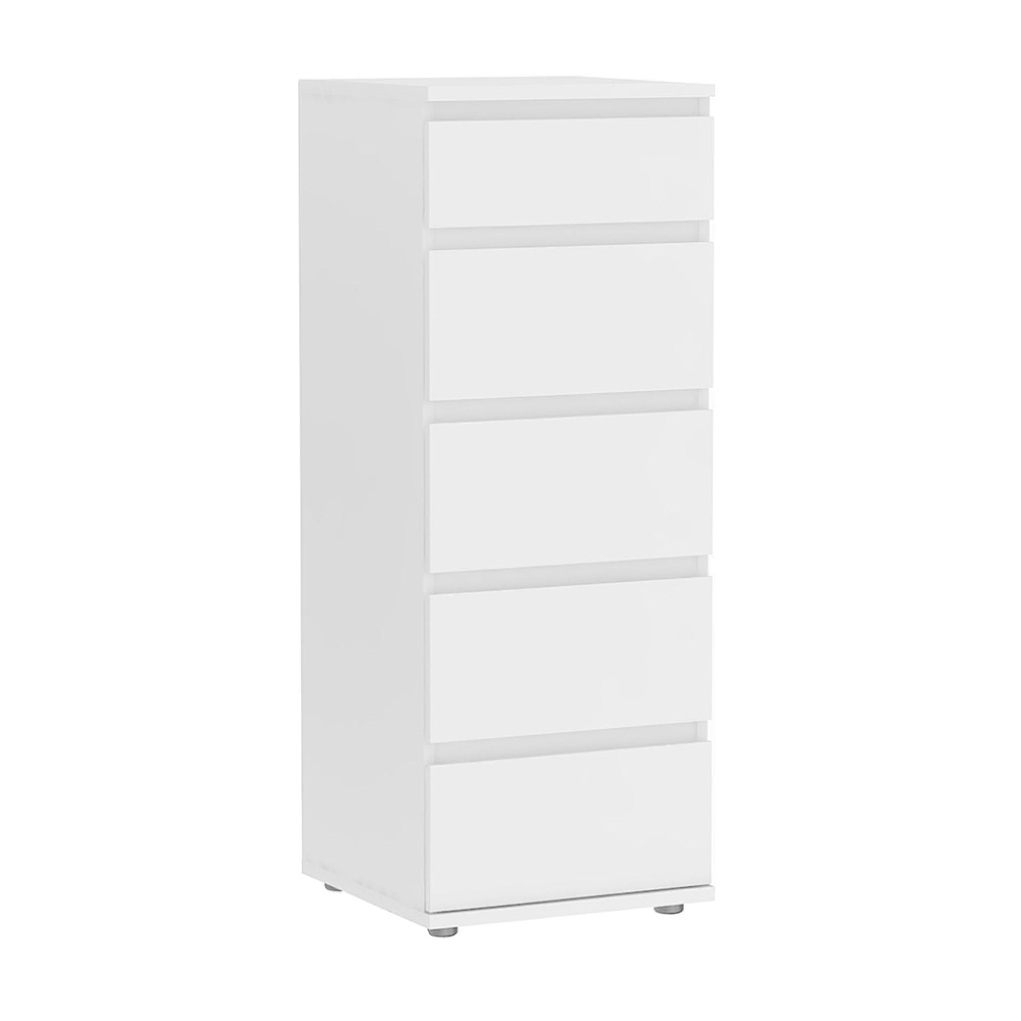 Nova Chest - 5 Drawer - Narrow - White