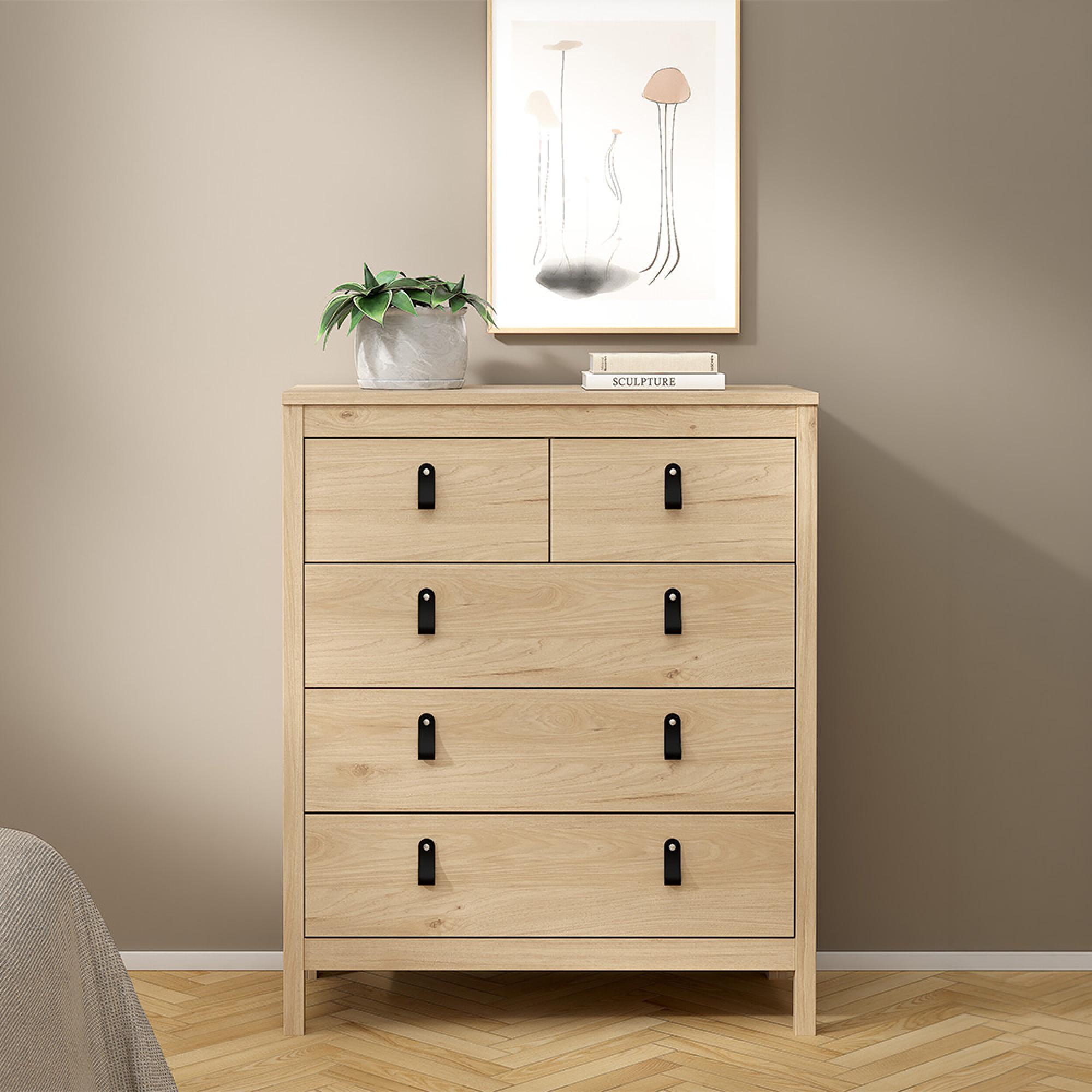 Barcelona Chest - 3+2 Drawer - Jackson Hickory Oak