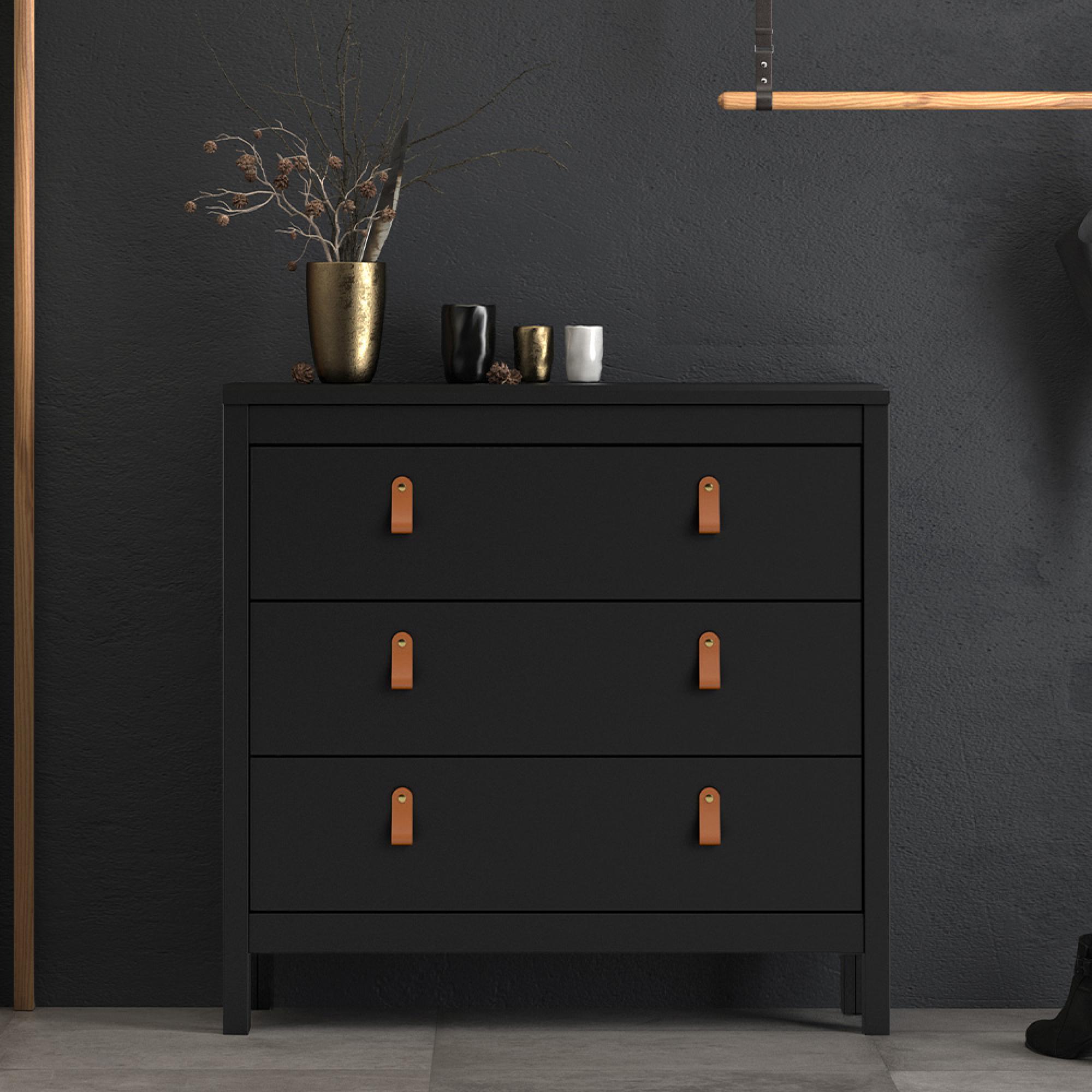 Barcelona Chest - 3 Drawer - Small - Black