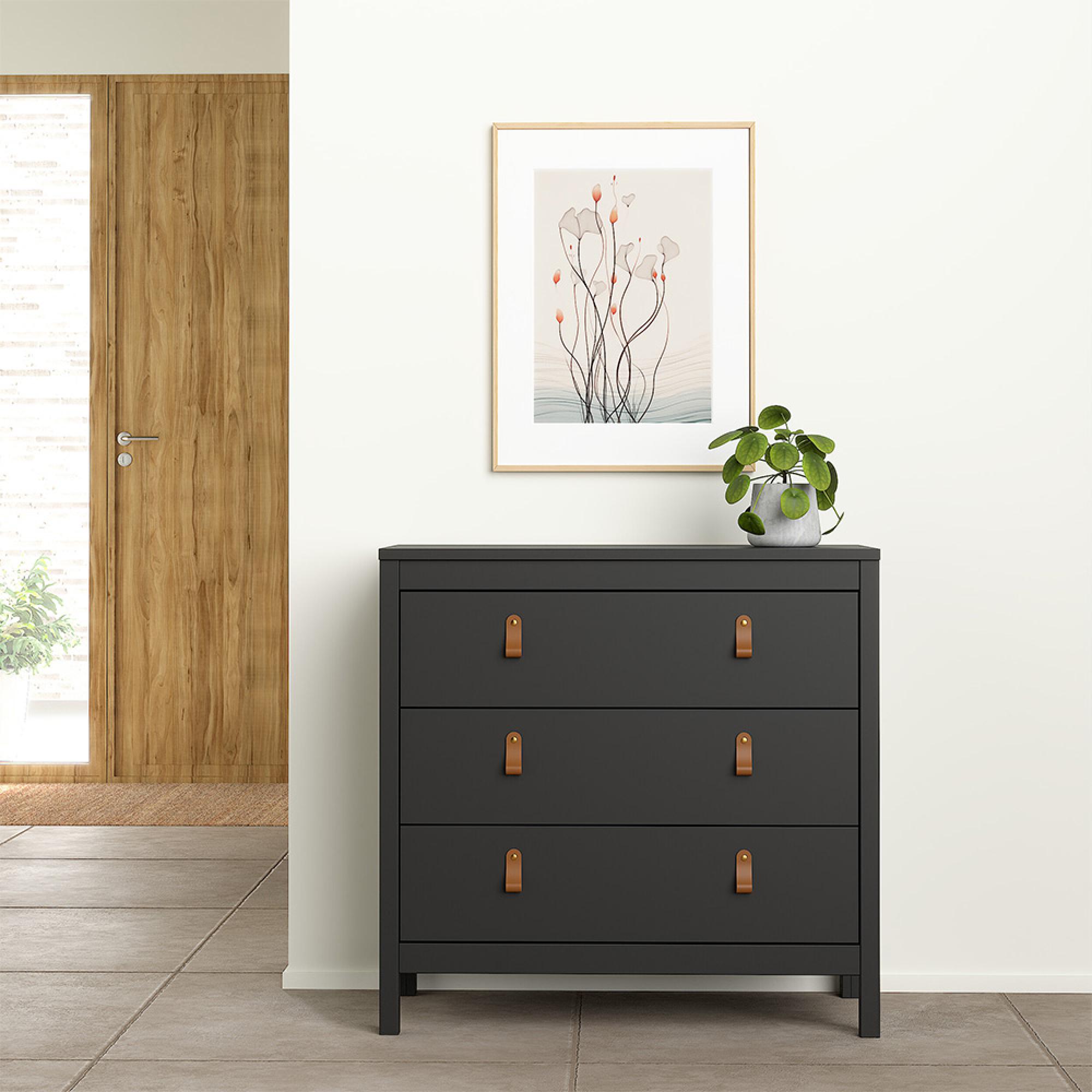 Barcelona Chest - 3 Drawer - Small - Black
