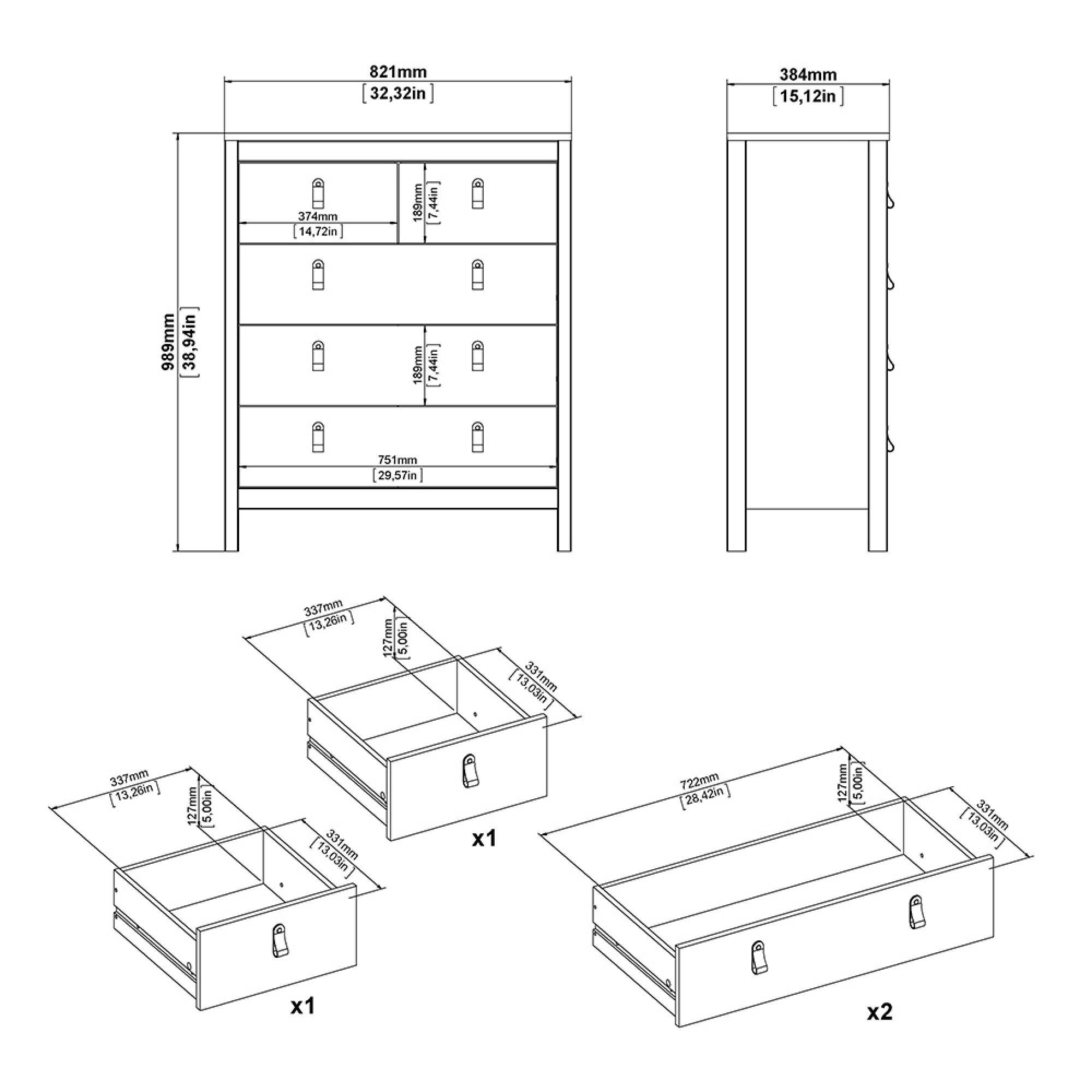 Barcelona Chest - 3+2 Drawer - Jackson Hickory Oak