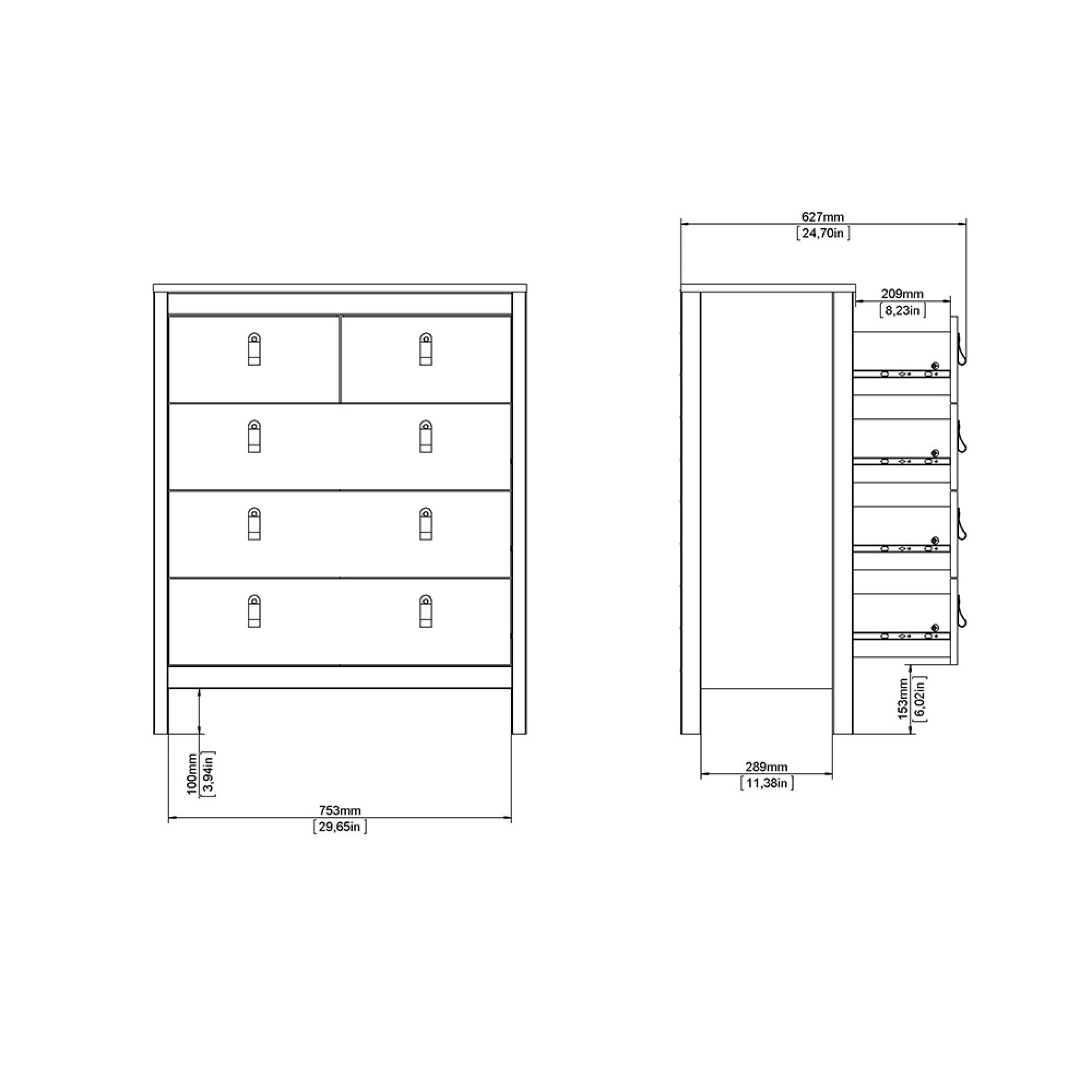 Barcelona Chest - 3+2 Drawer - Jackson Hickory Oak