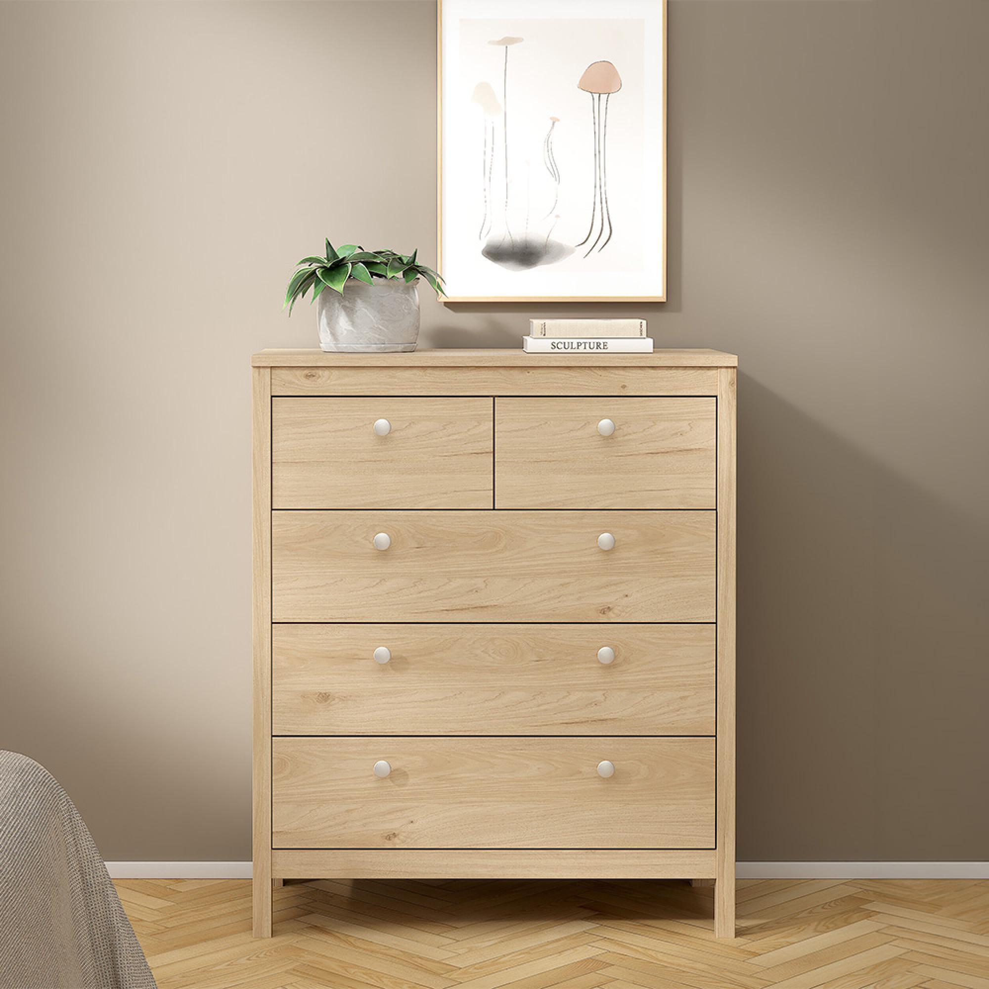 Madrid Chest - 3+2 Drawer - Jackson Hickory Oak