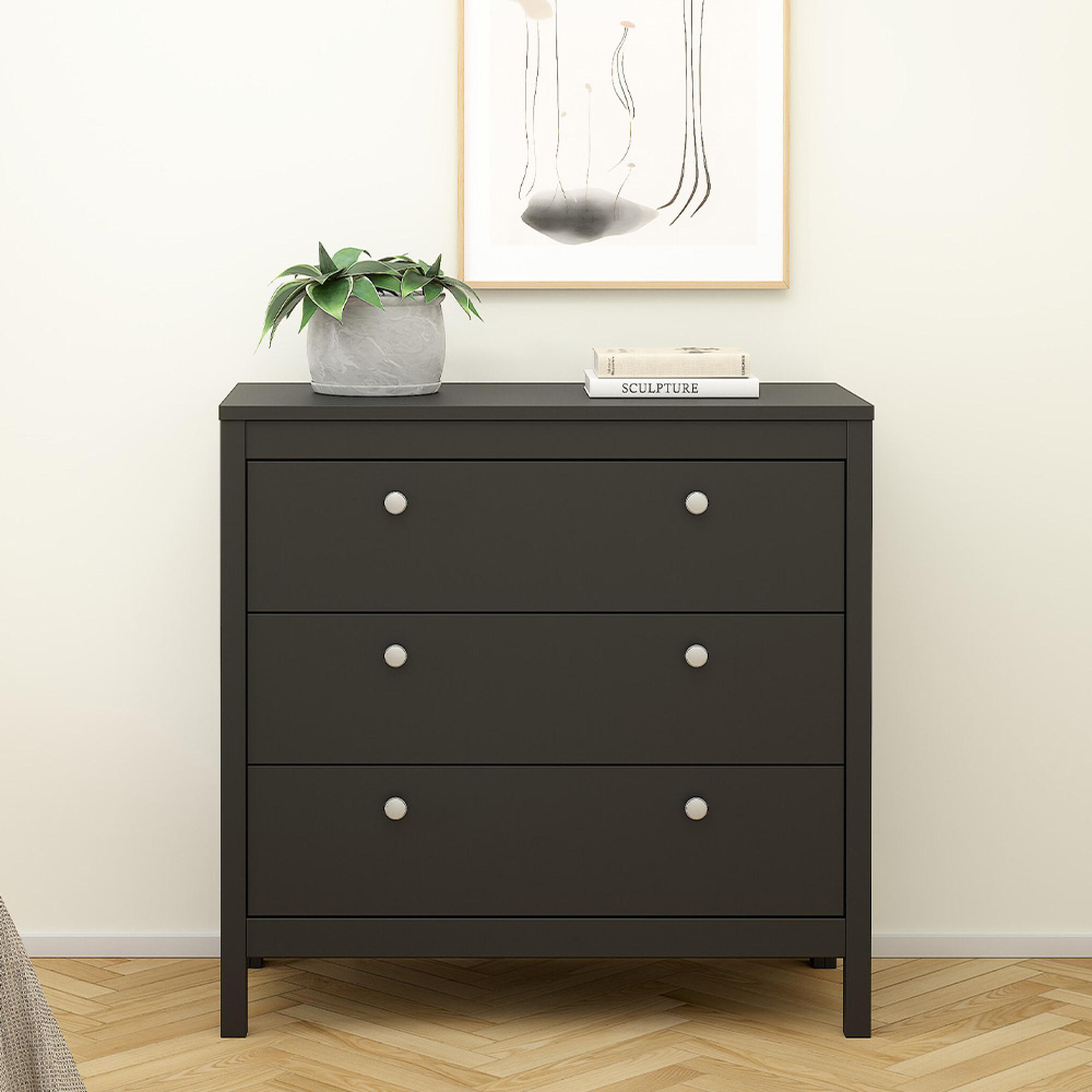 Madrid Chest - 3 Drawer - Small - Black