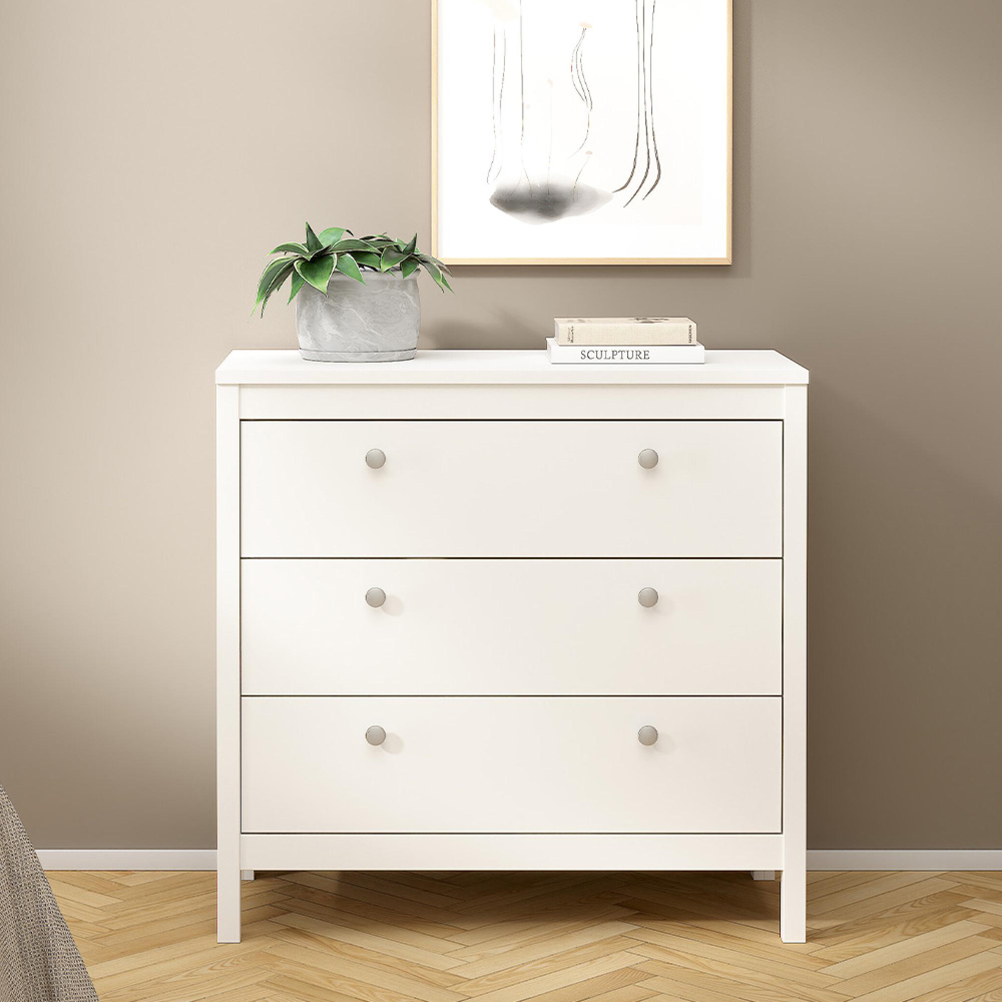 Madrid Chest - 3 Drawer - Small - White