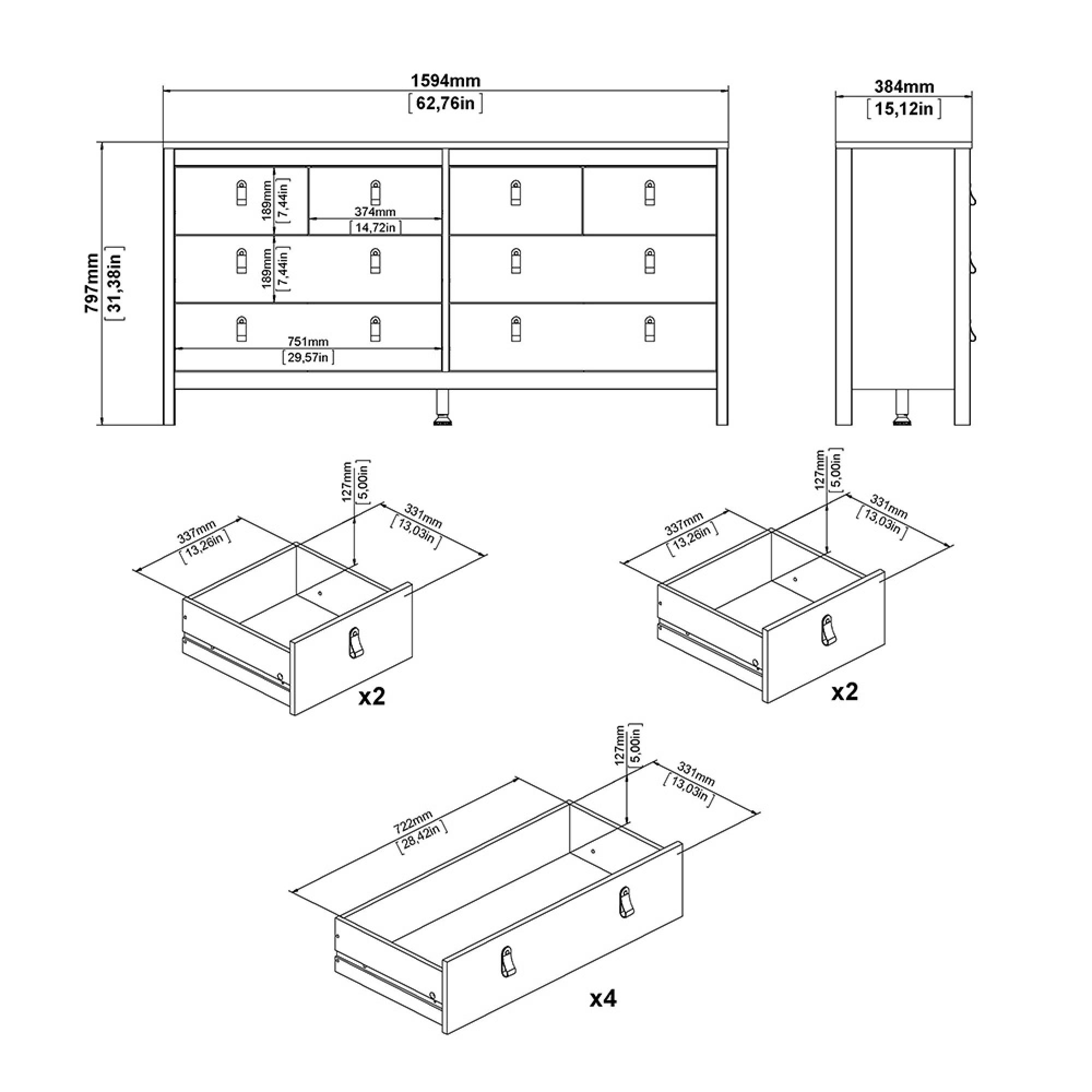 Madrid Dresser - 4+4 Drawer - Double - Jackson Hickory Oak