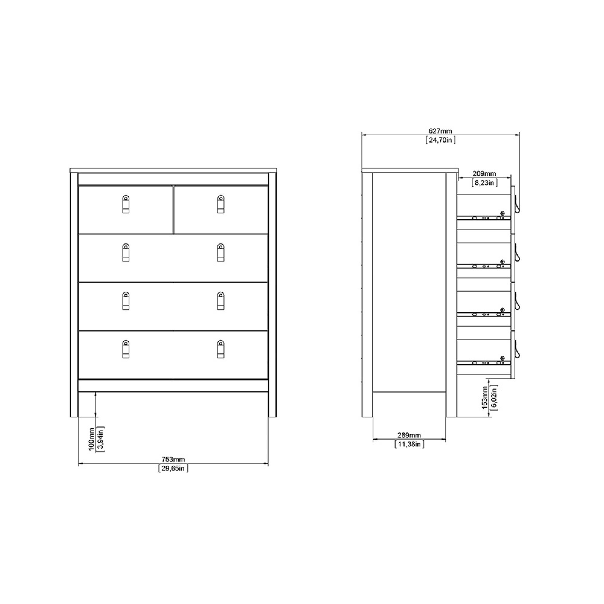 Madrid Chest - 3+2 Drawer - Black