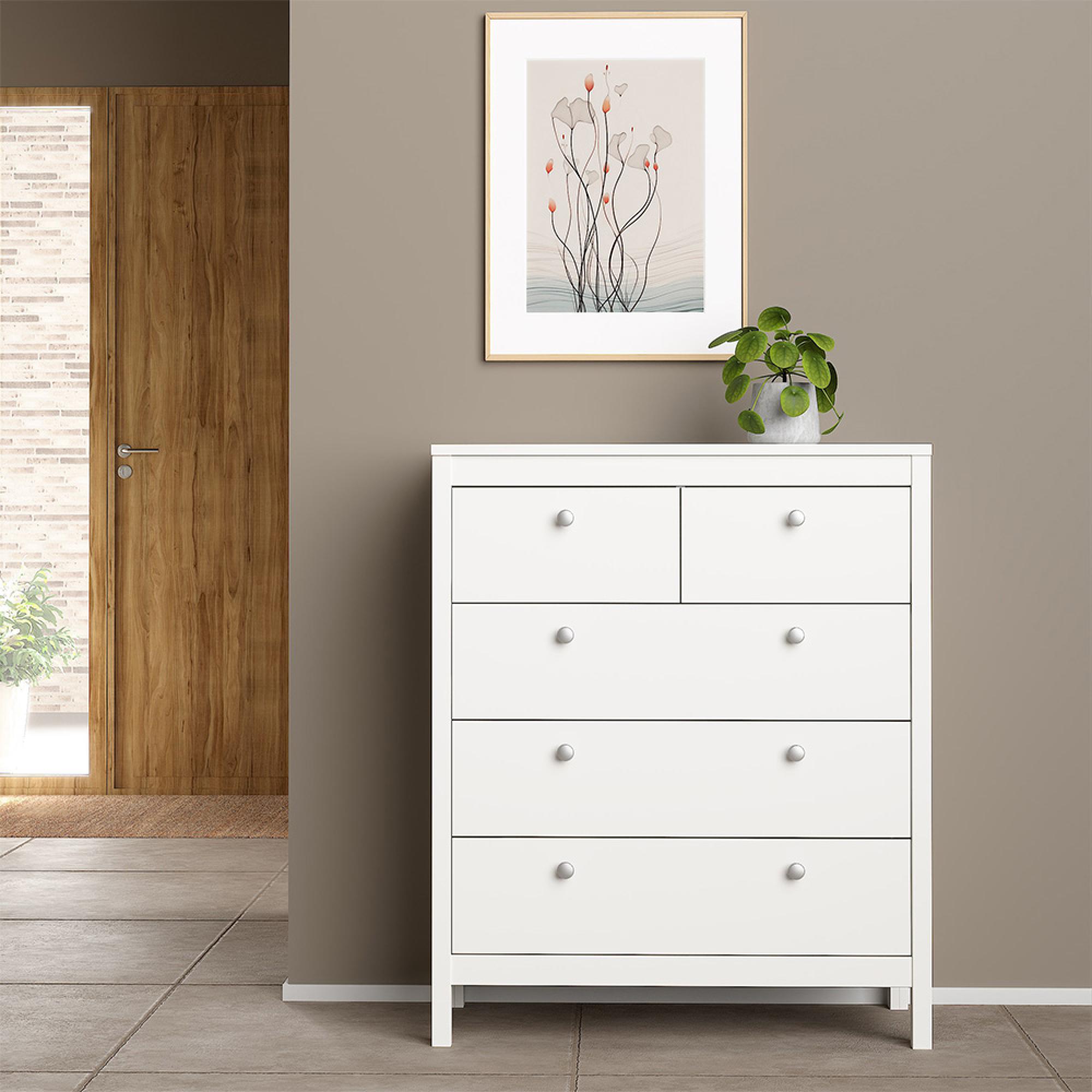 Madrid Chest - 3+2 Drawer - White