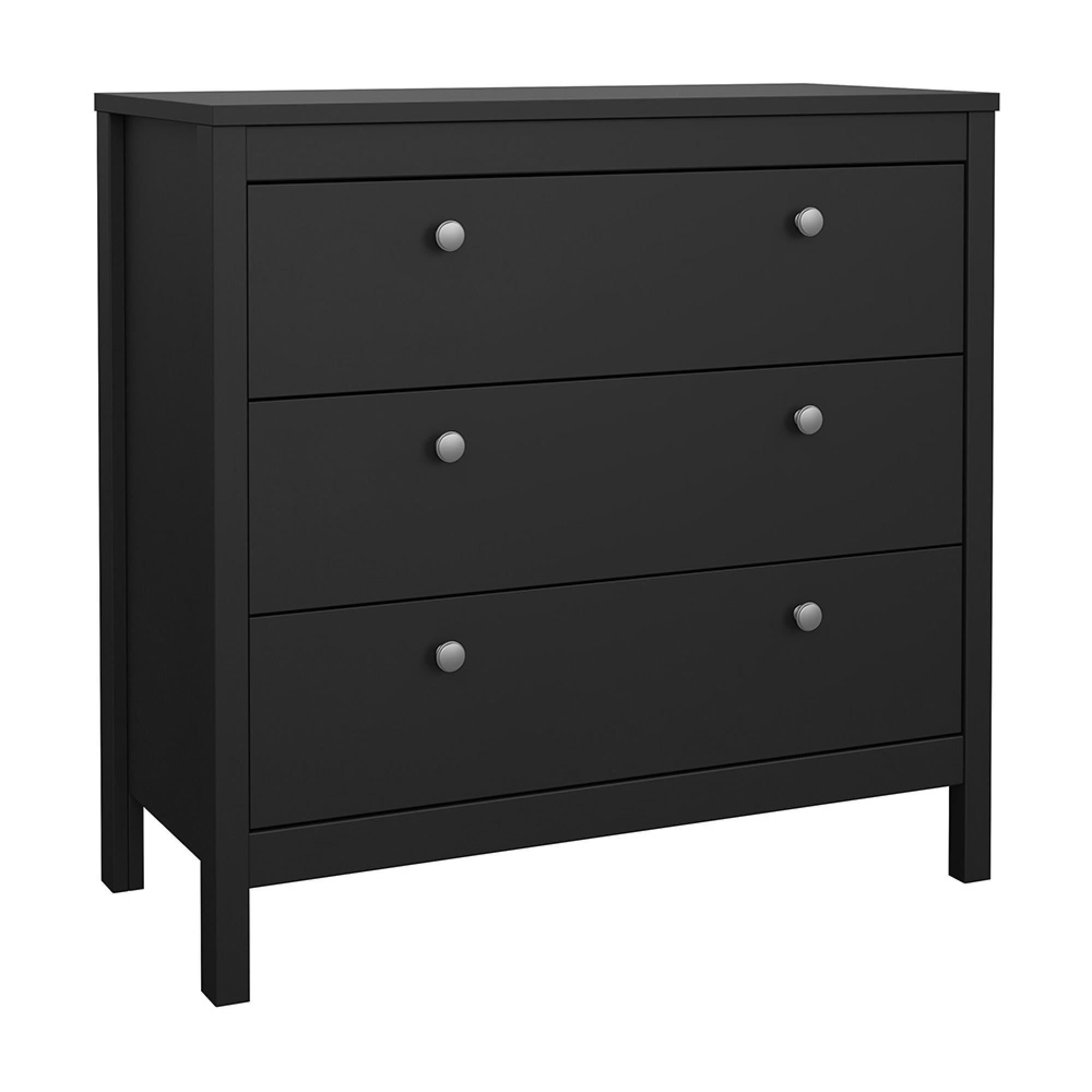 Madrid Chest - 3 Drawer - Small - Black