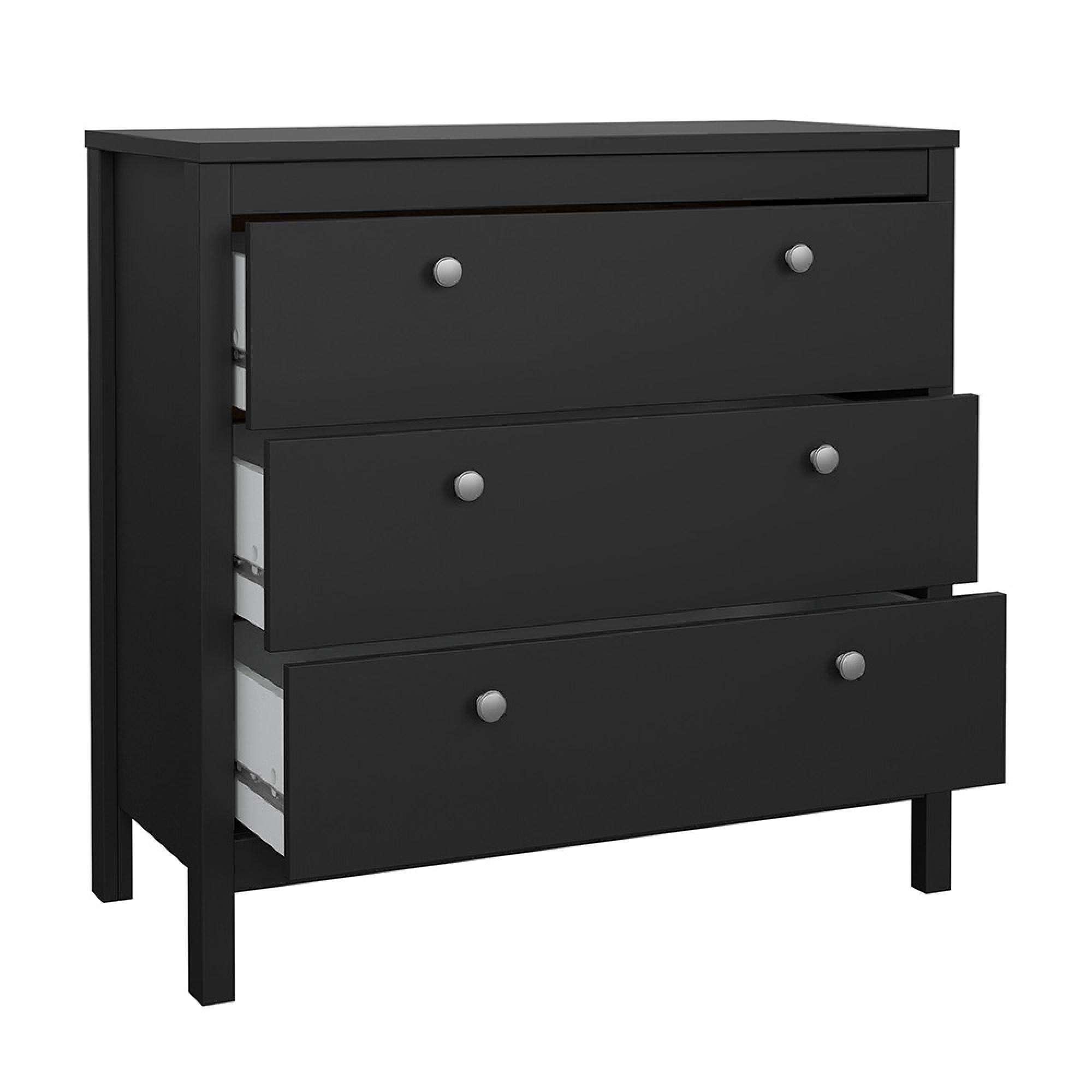 Madrid Chest - 3 Drawer - Small - Black