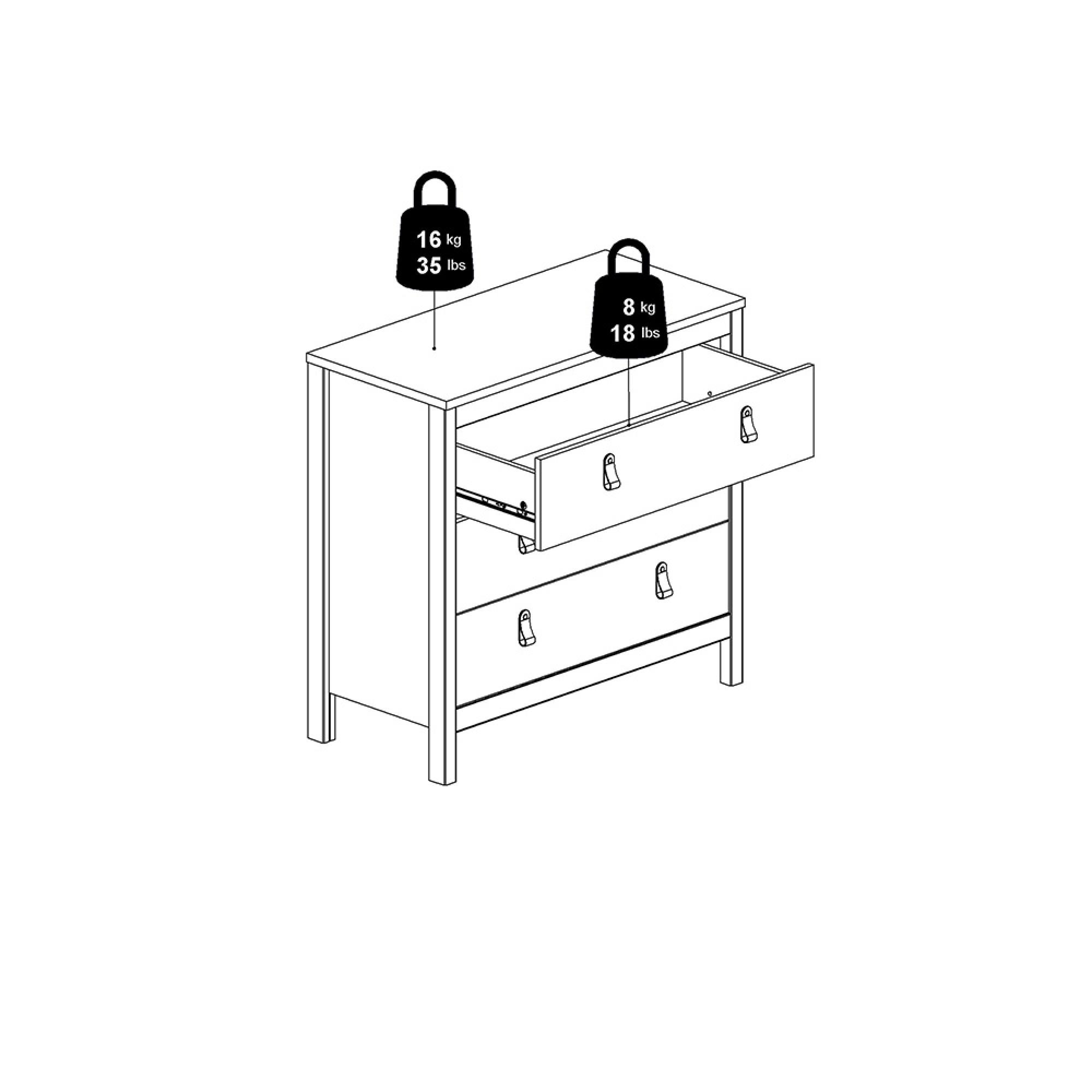 Madrid Chest - 3 Drawer - Small - White