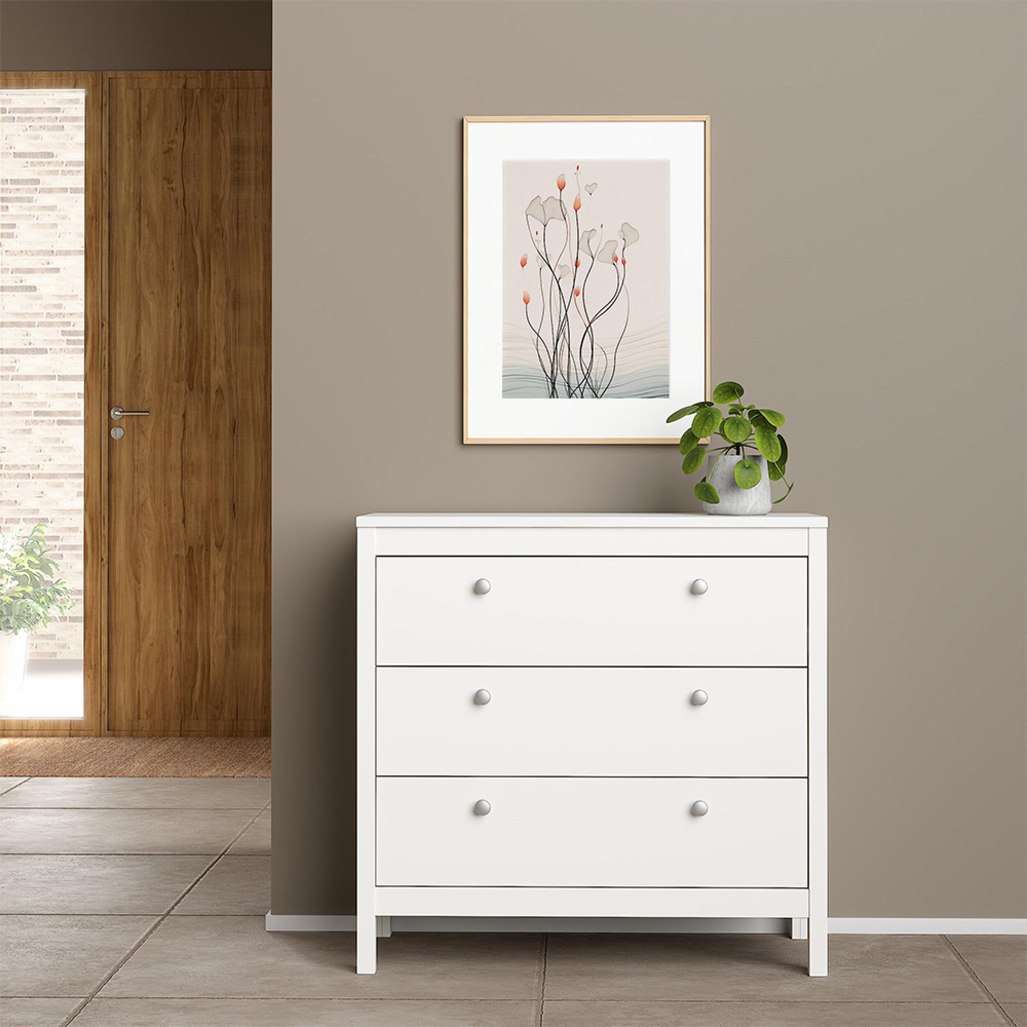 Madrid Chest - 3 Drawer - Small - White