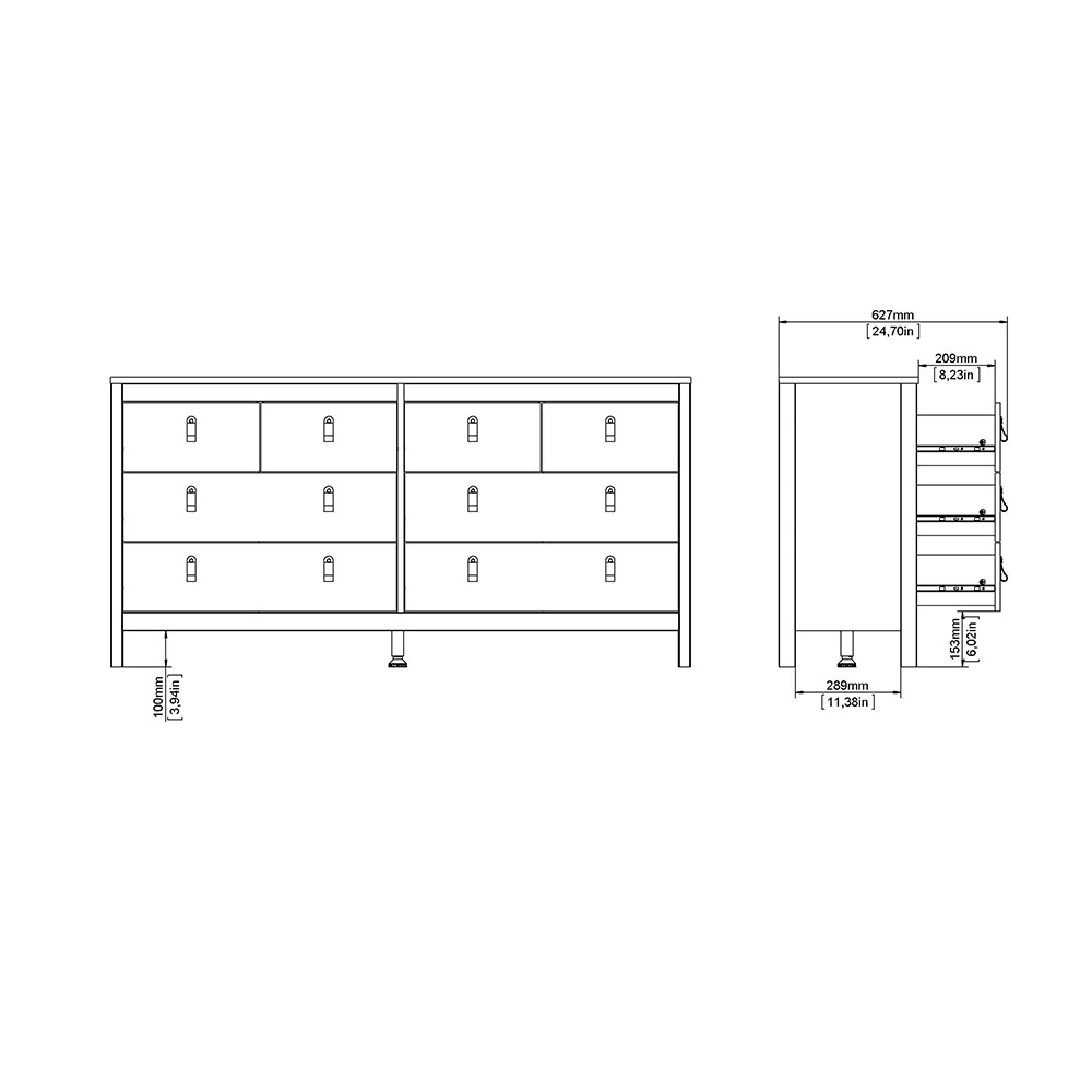 Madrid Dresser - 8 Drawer - Black