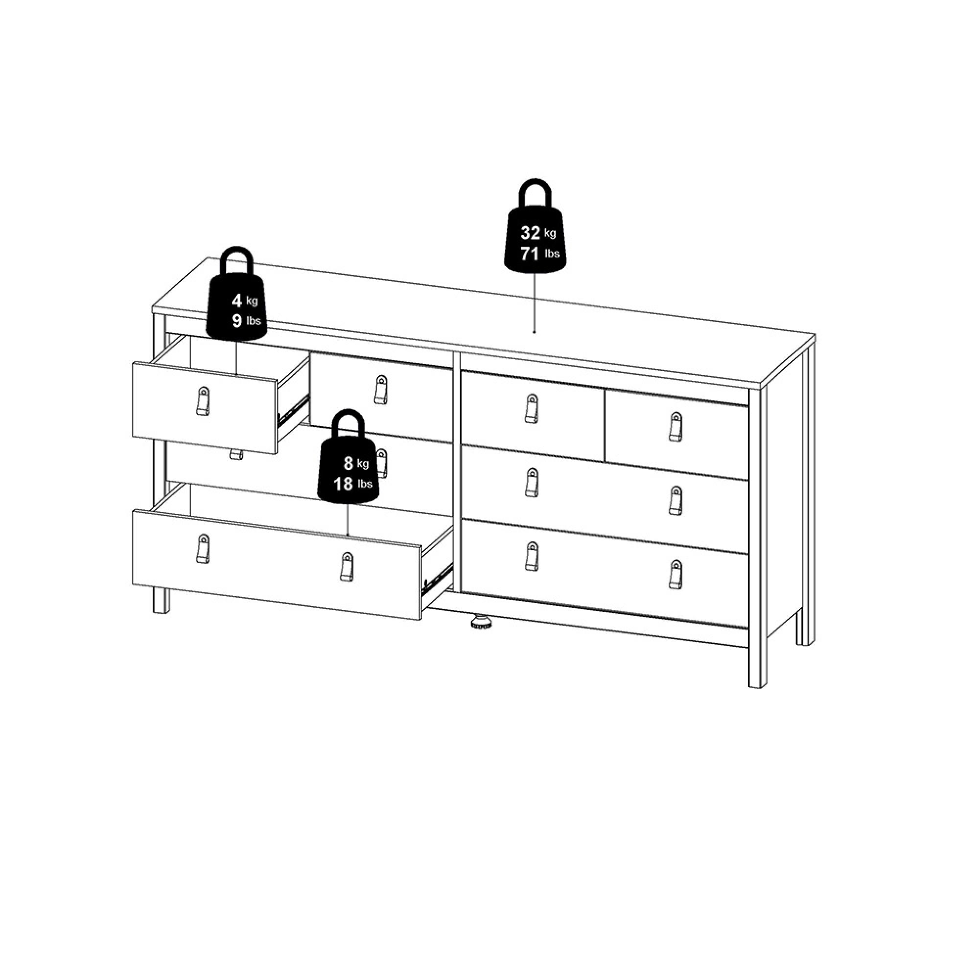 Madrid Dresser - 8 Drawer - Black