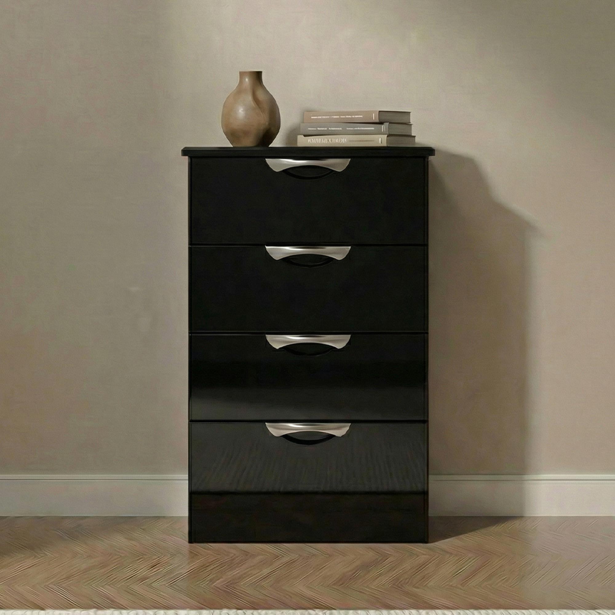 Camden Chest - 4 Drawer - Midi - Black Gloss