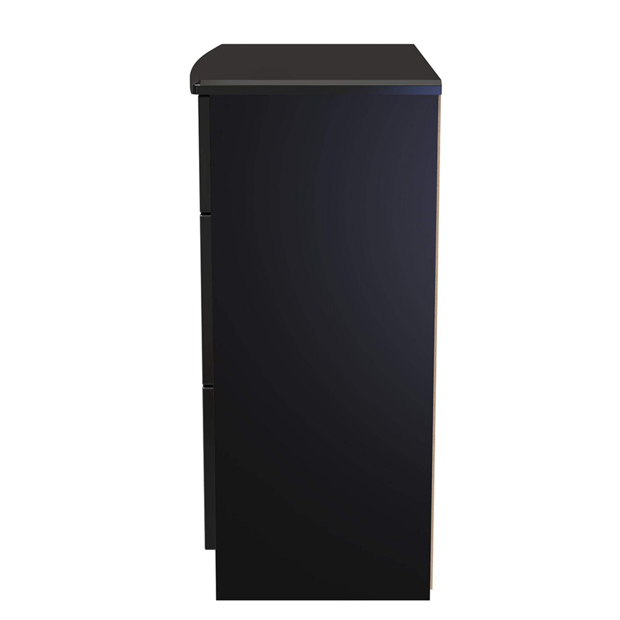 Camden Chest - 3 Drawer - Deep - Black Gloss