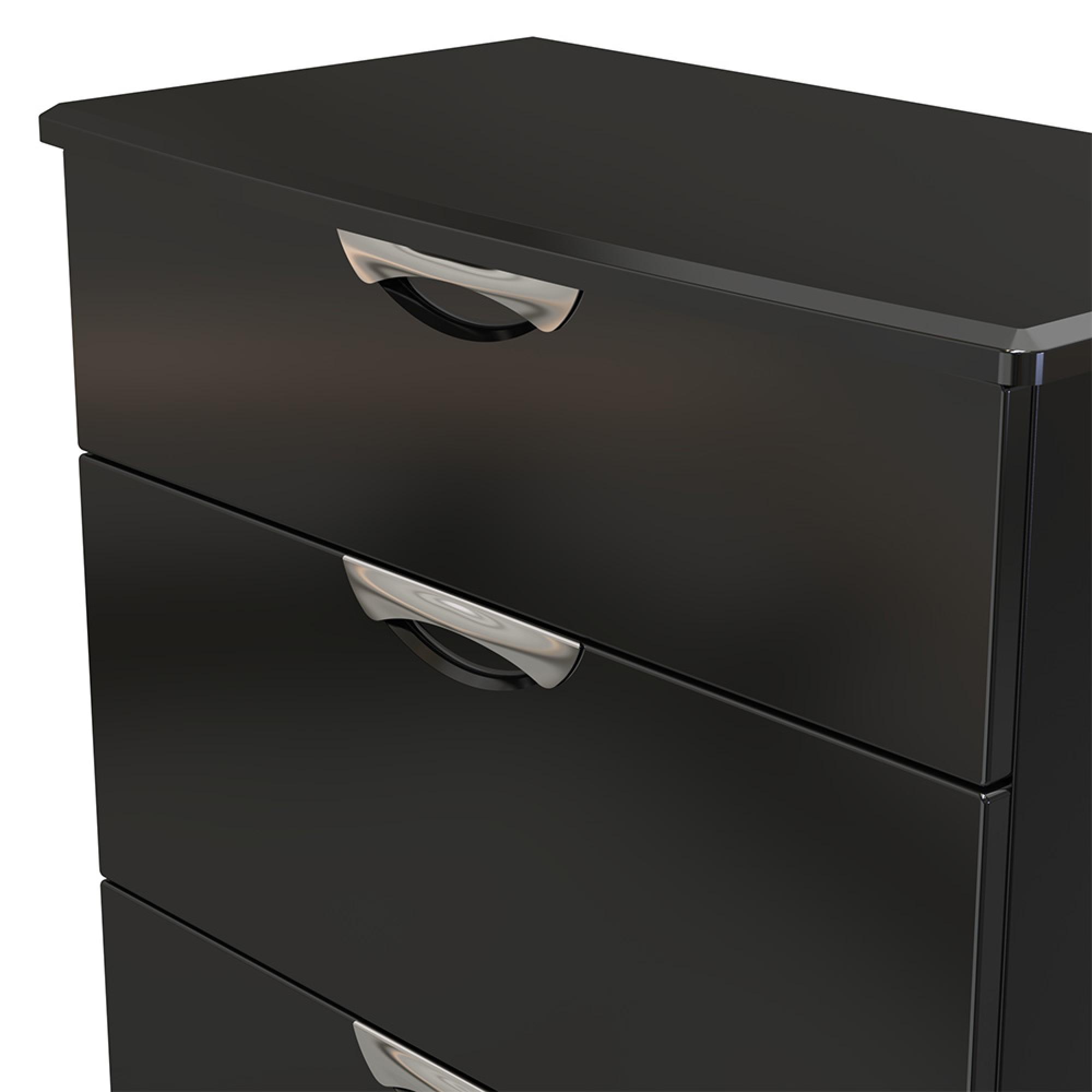 Camden Chest - 3 Drawer - Deep - Black Gloss
