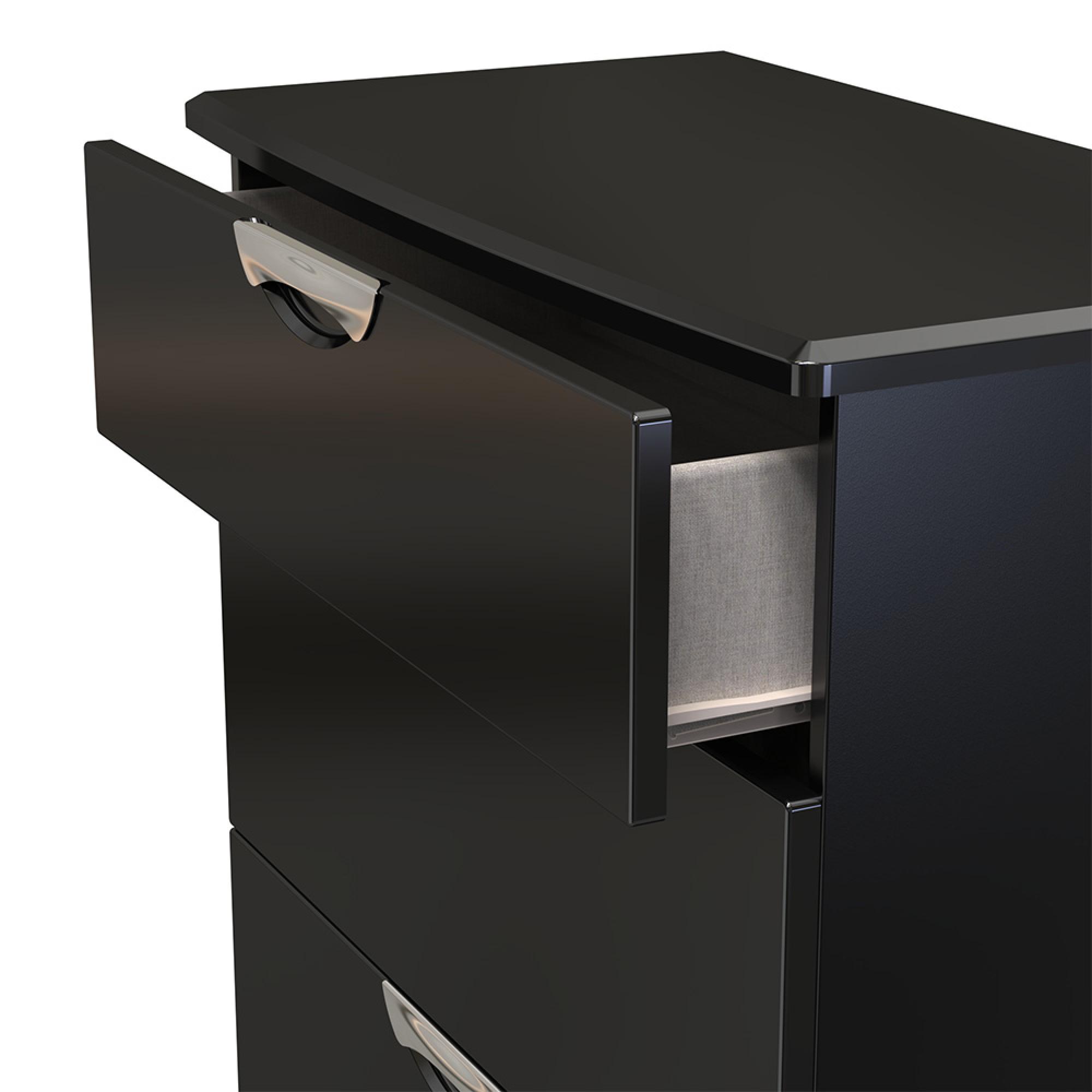 Camden Chest - 3 Drawer - Deep - Black Gloss