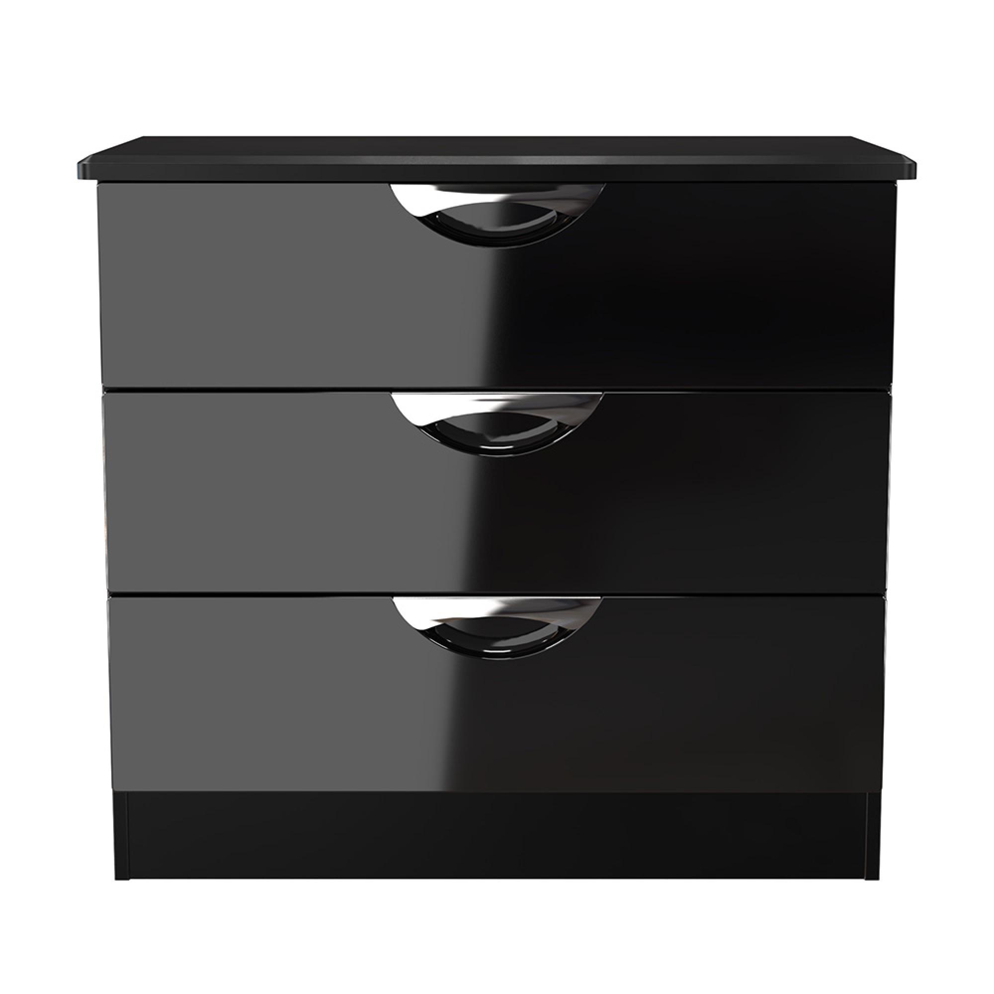 Camden Chest - 3 Drawer - Small - Black Gloss