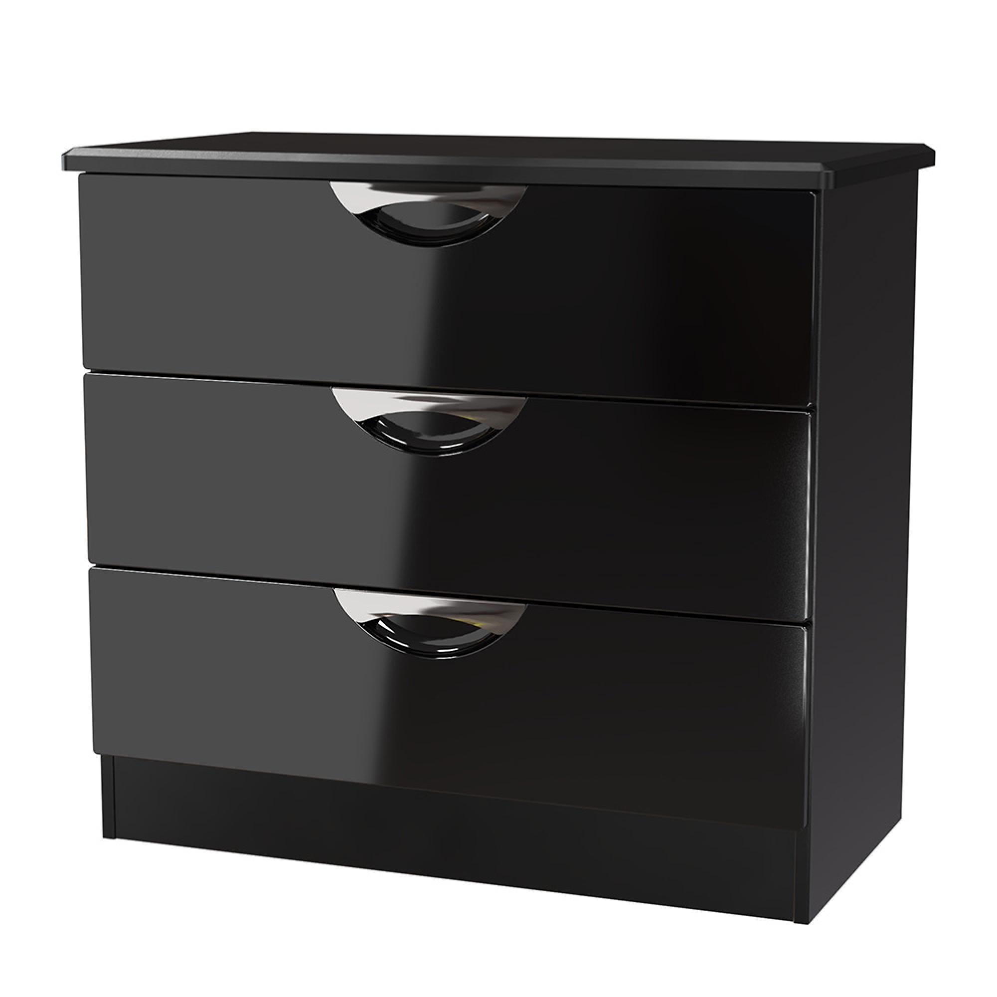 Camden Chest - 3 Drawer - Small - Black Gloss