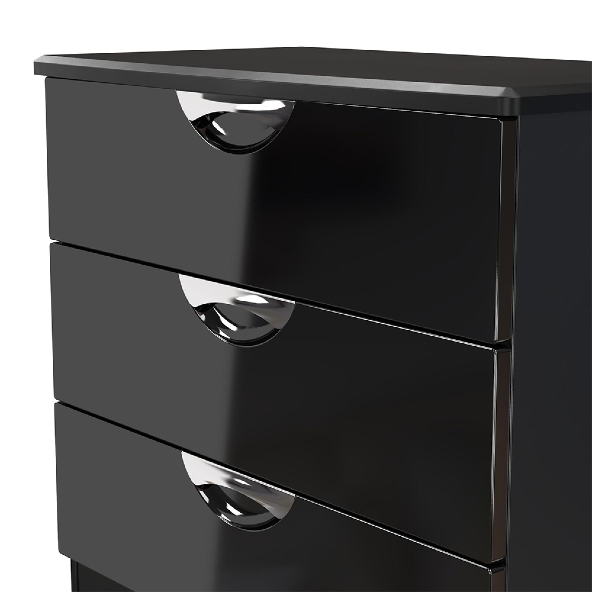 Camden Chest - 3 Drawer - Small - Black Gloss