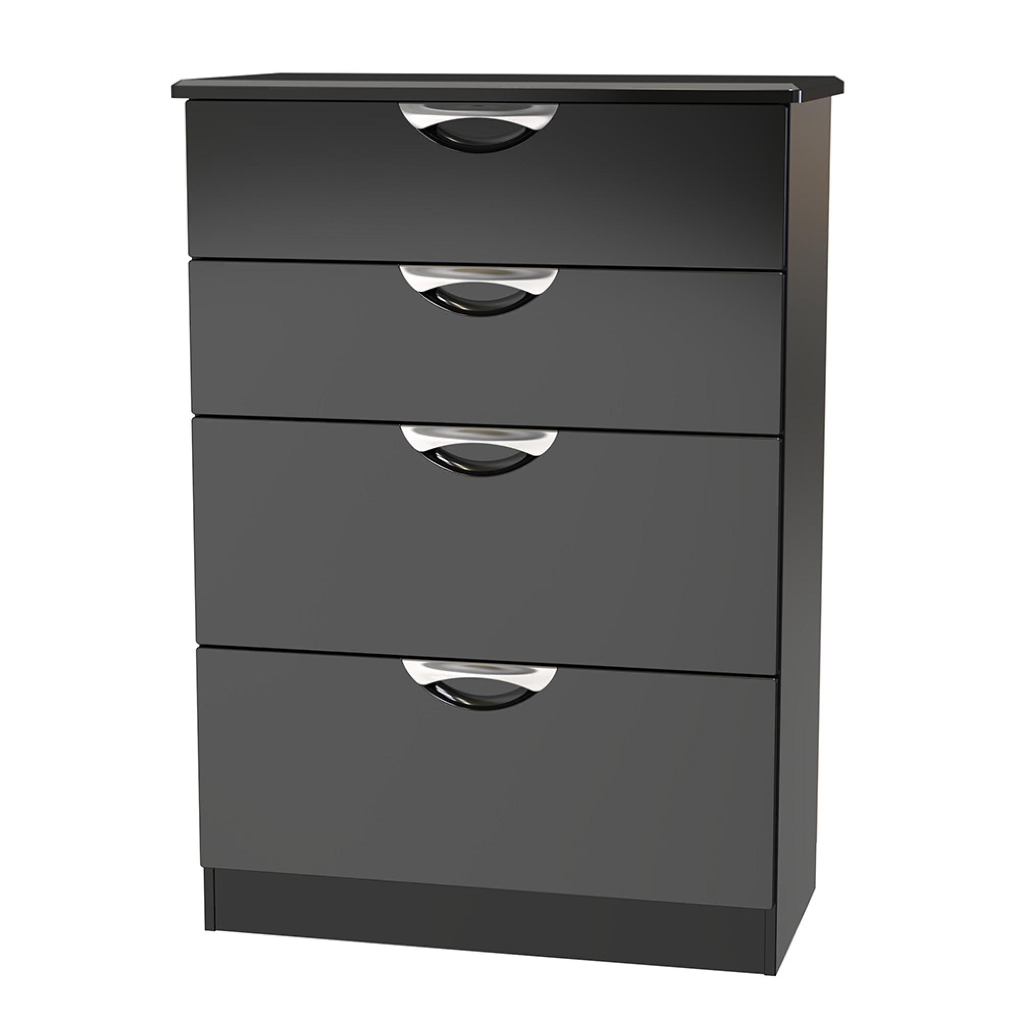 Camden Chest - 4 Drawer - Deep - Black Gloss