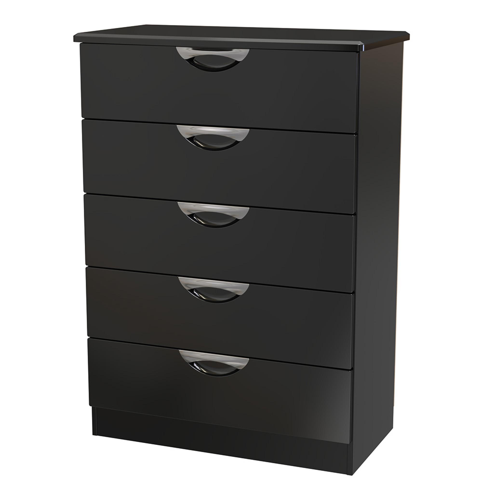Camden Chest - 5 Drawer - Black Gloss