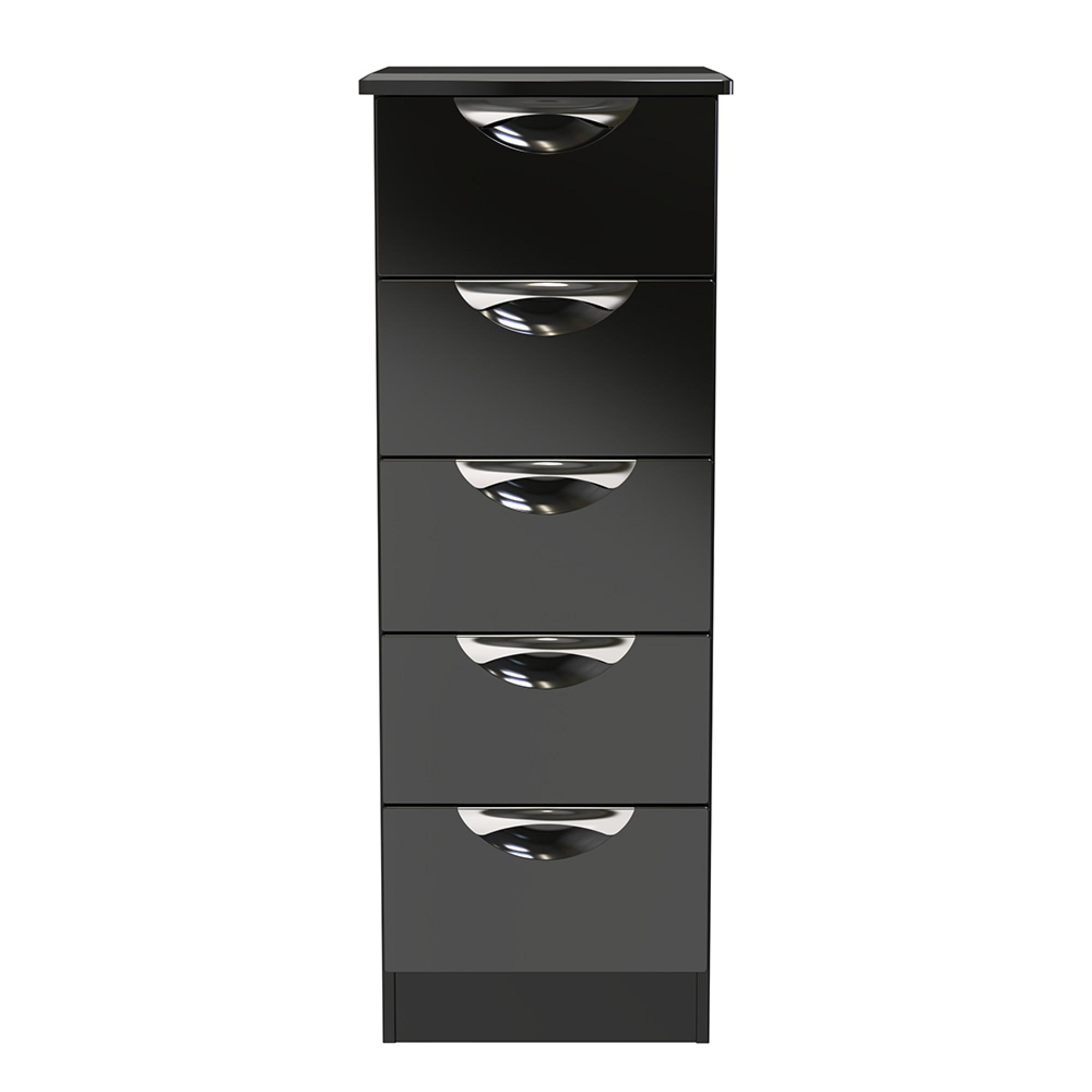 Camden Chest - 5 Drawer - Narrow - Black Gloss