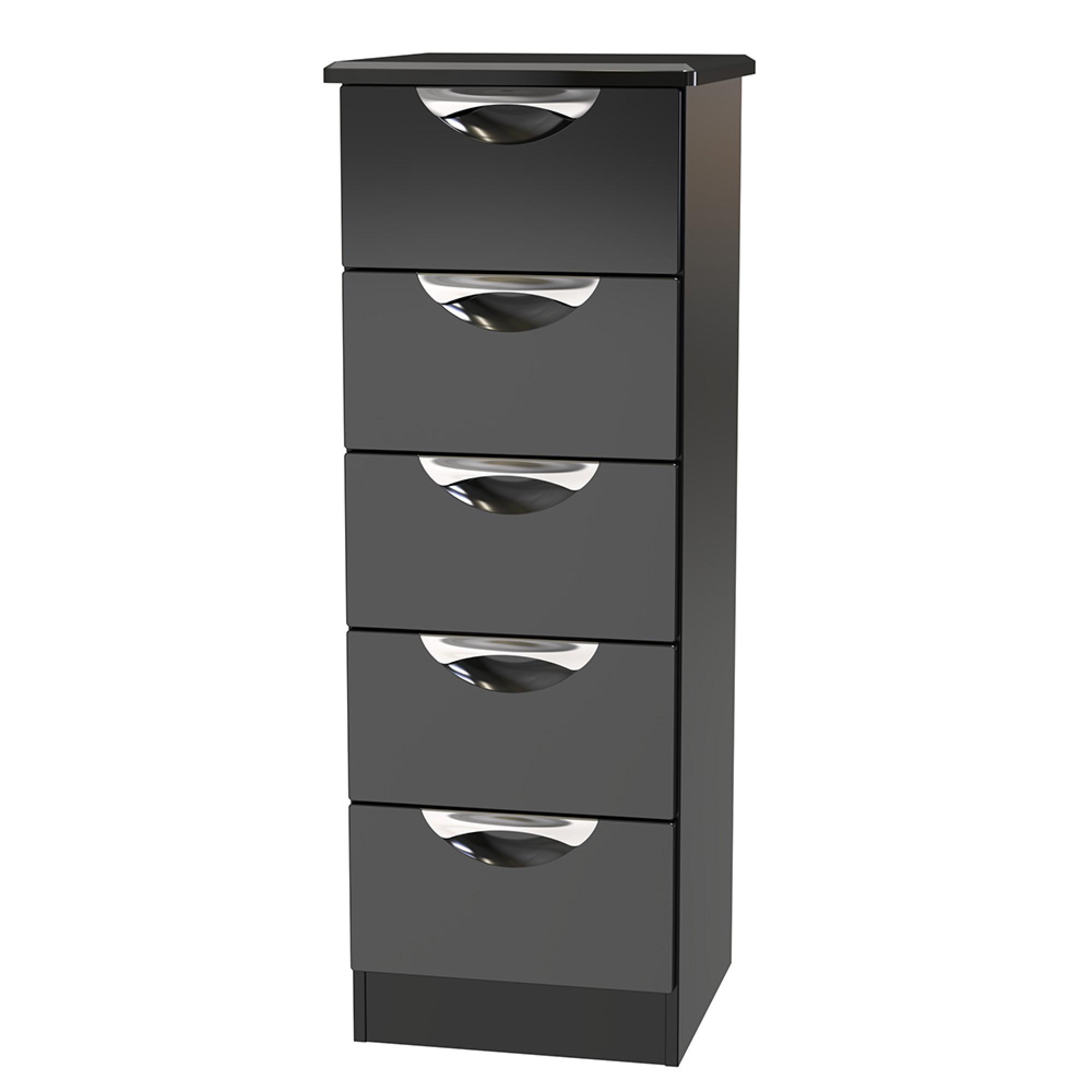 Camden Chest - 5 Drawer - Narrow - Black Gloss