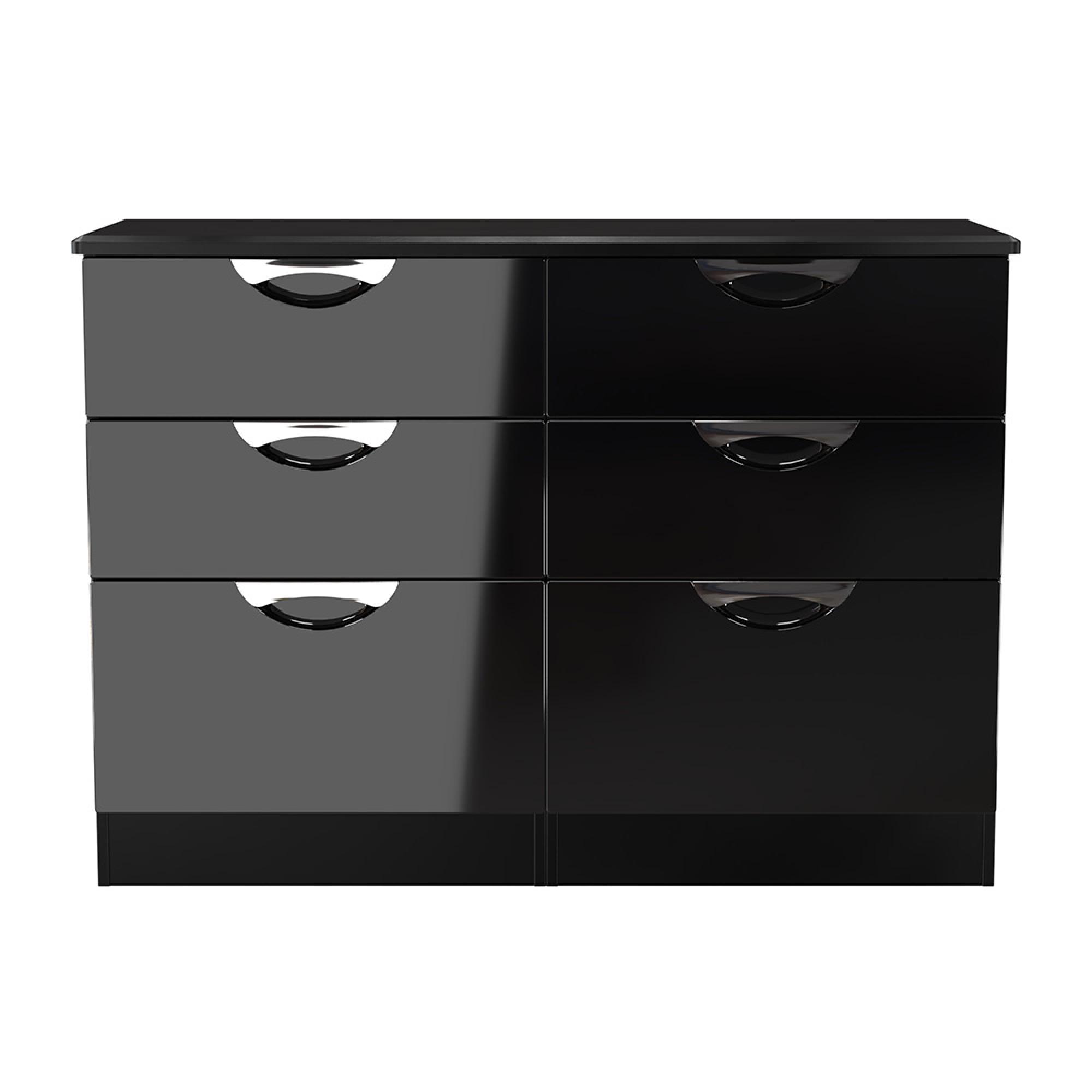 Camden Chest - 6 Drawer - Midi - Black Gloss