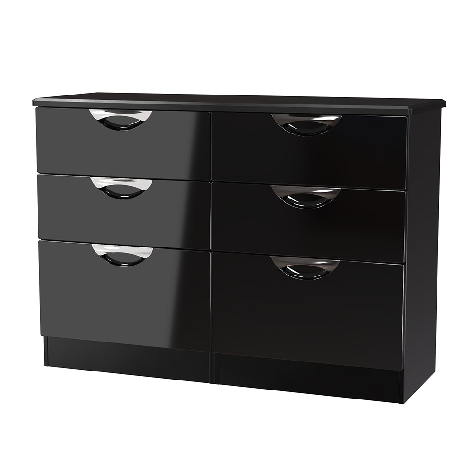 Camden Chest - 6 Drawer - Midi - Black Gloss