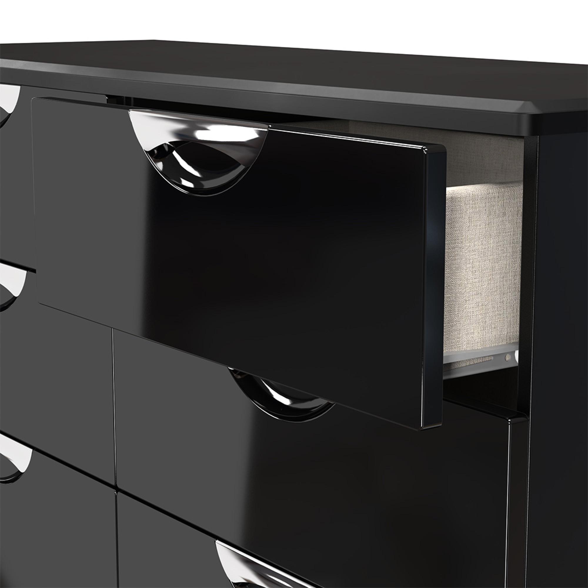 Camden Chest - 6 Drawer - Midi - Black Gloss