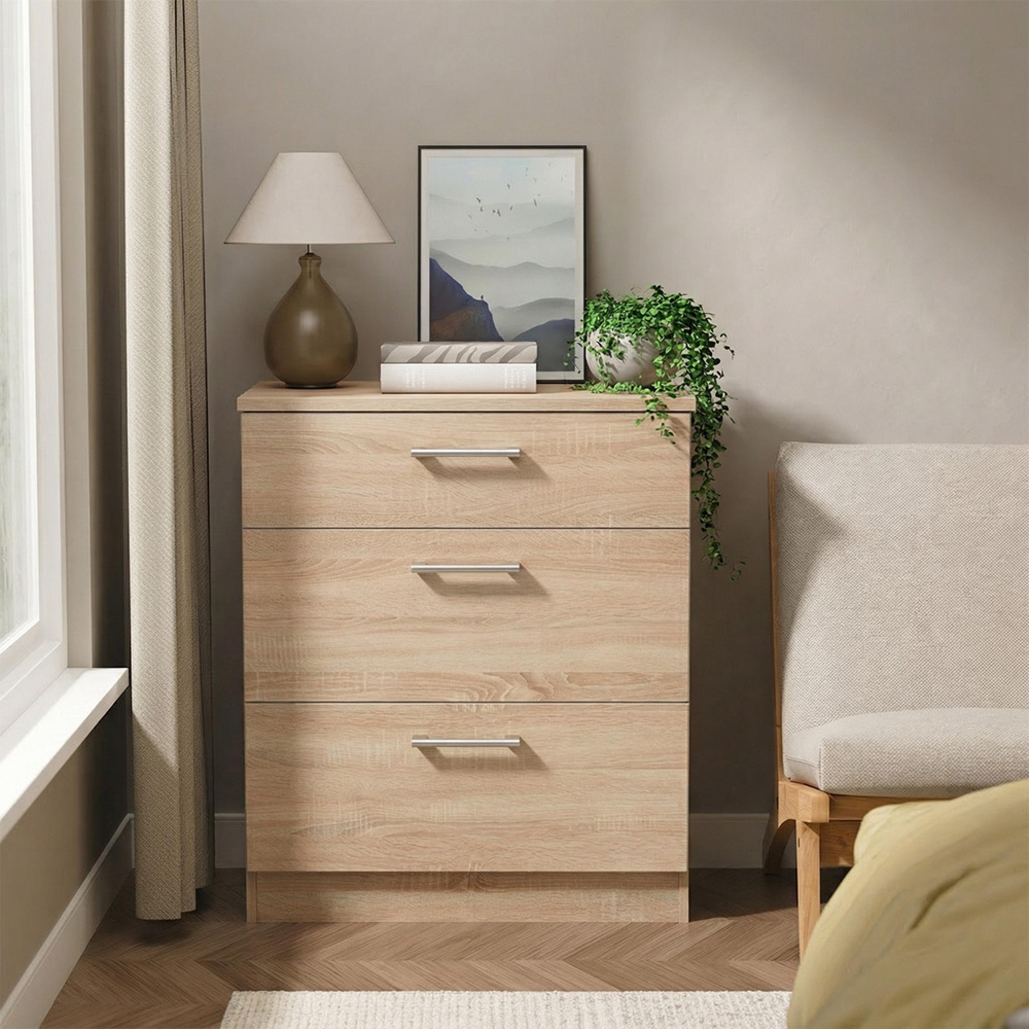 Devon Deep Chest - 3 Drawer - Oak