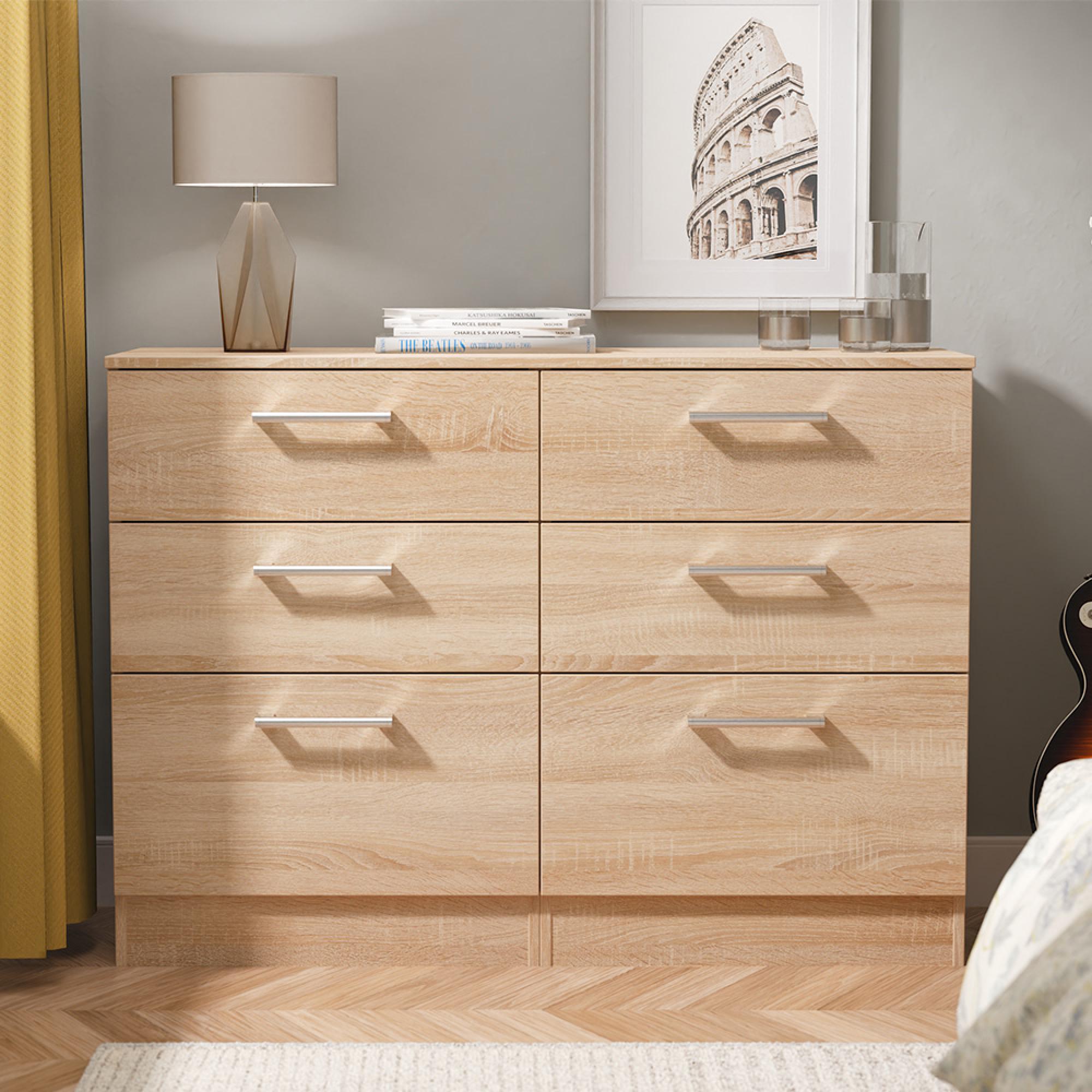 Devon Midi Chest - 6 Drawer - Oak