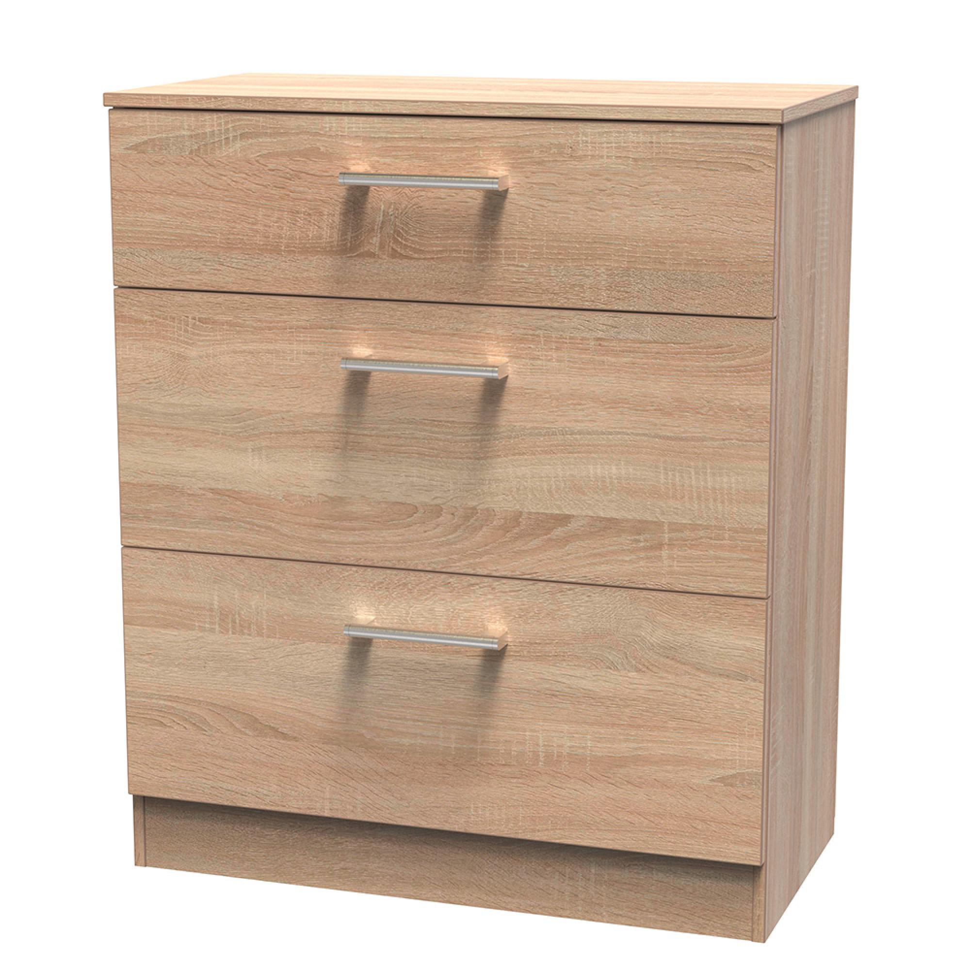 Devon Deep Chest - 3 Drawer - Oak