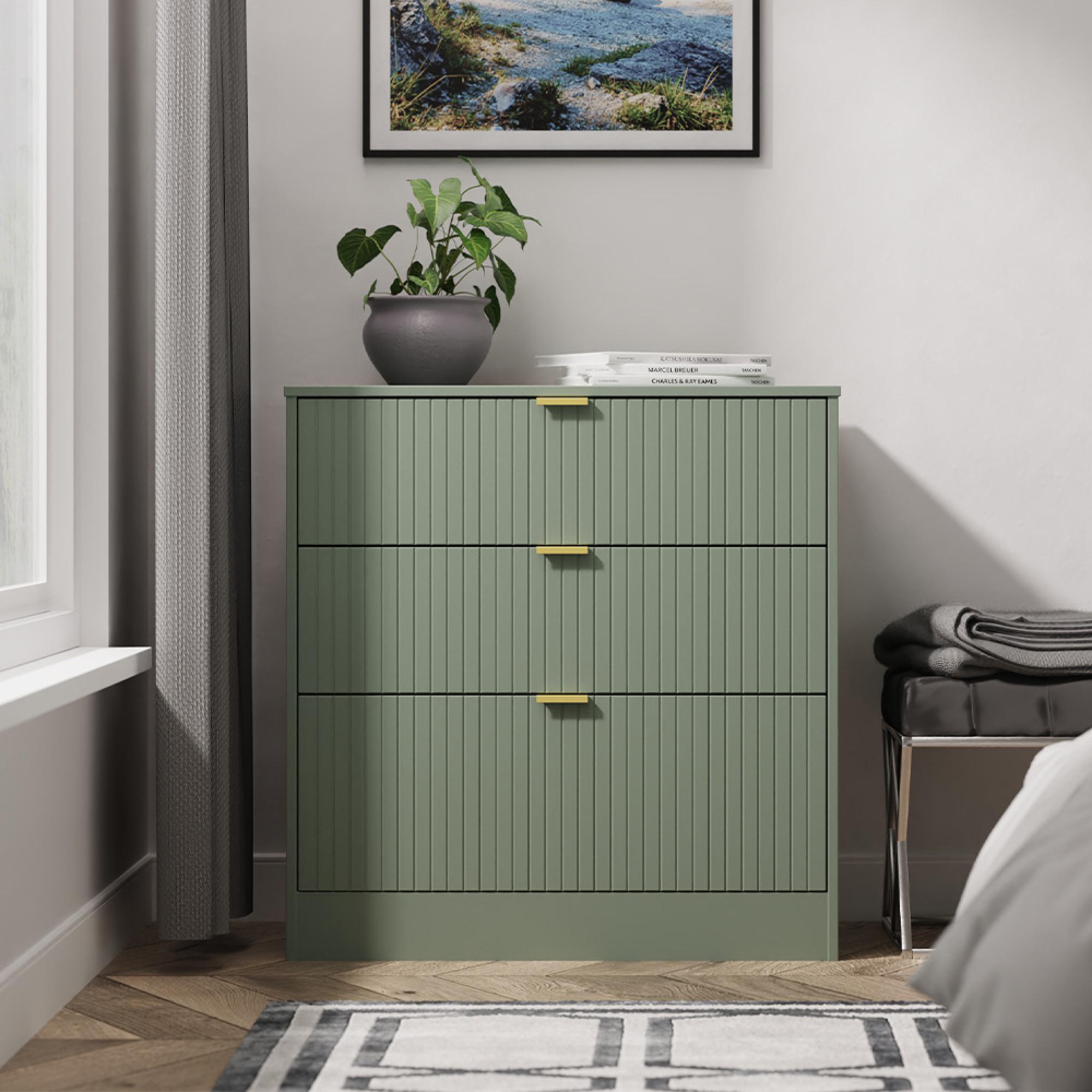 Nashville Chest - Deep - 3 Drawer - Green