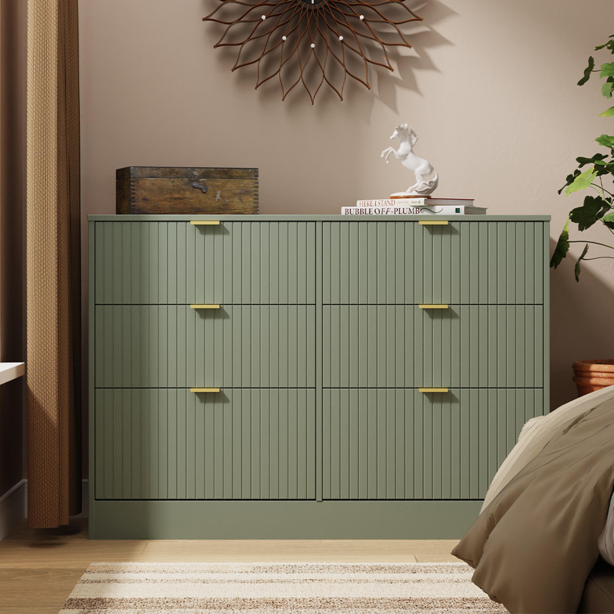 Nashville Chest - Midi - 6 Drawer - Green