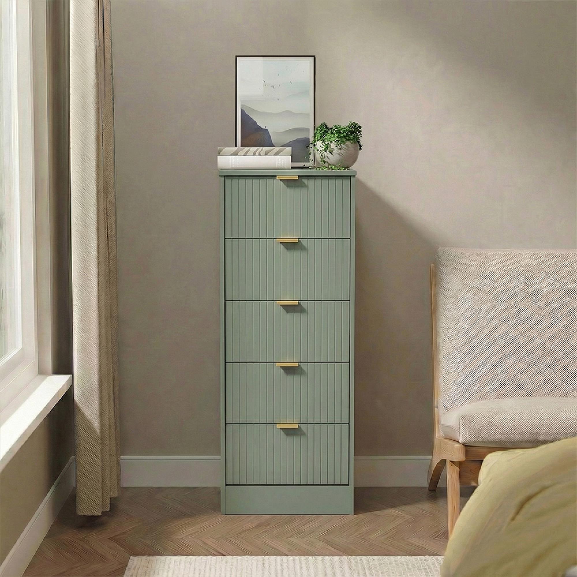 Nashville Chest - Narrow - 5 Drawer - Green