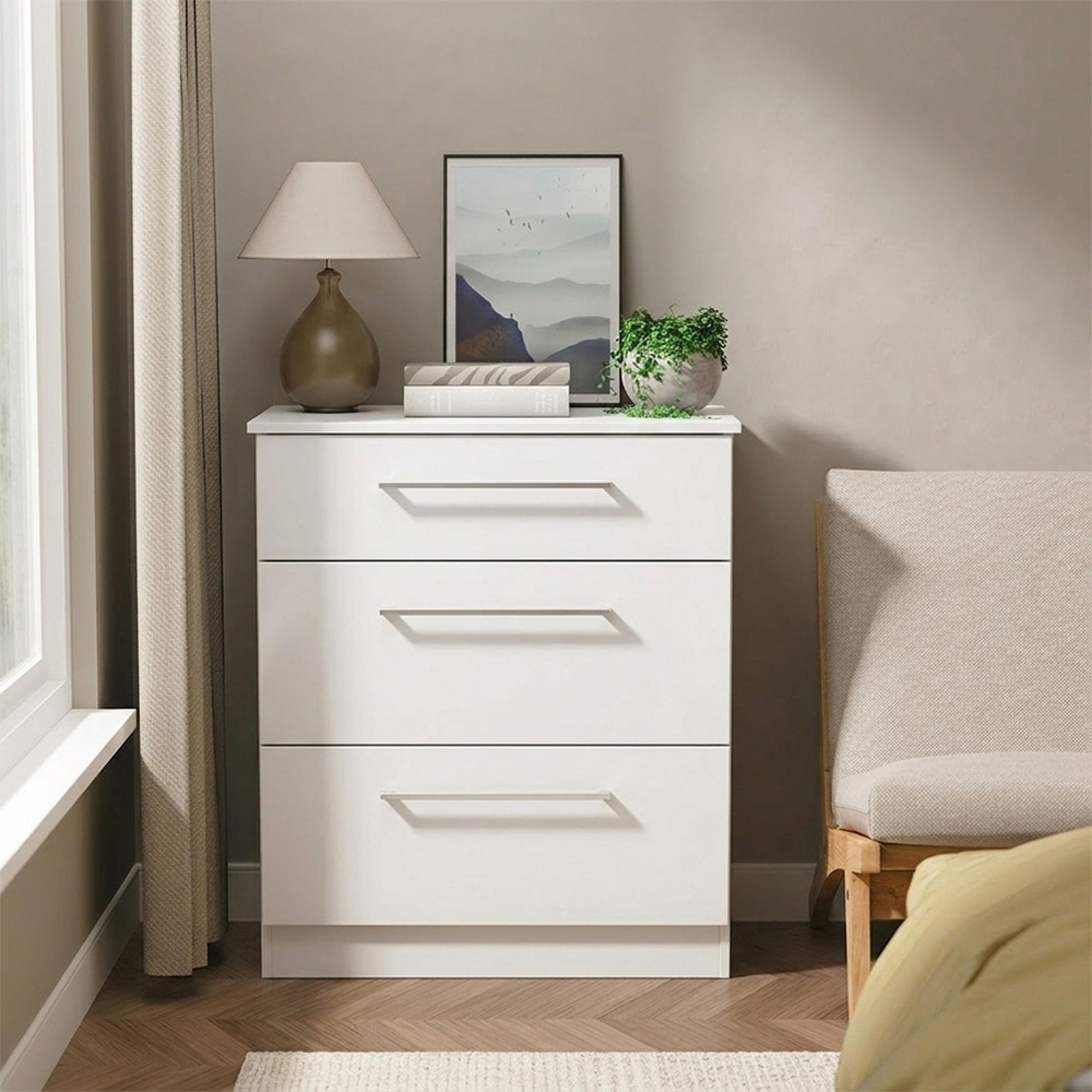 Worcester Chest - 3 Drawer - Deep - White