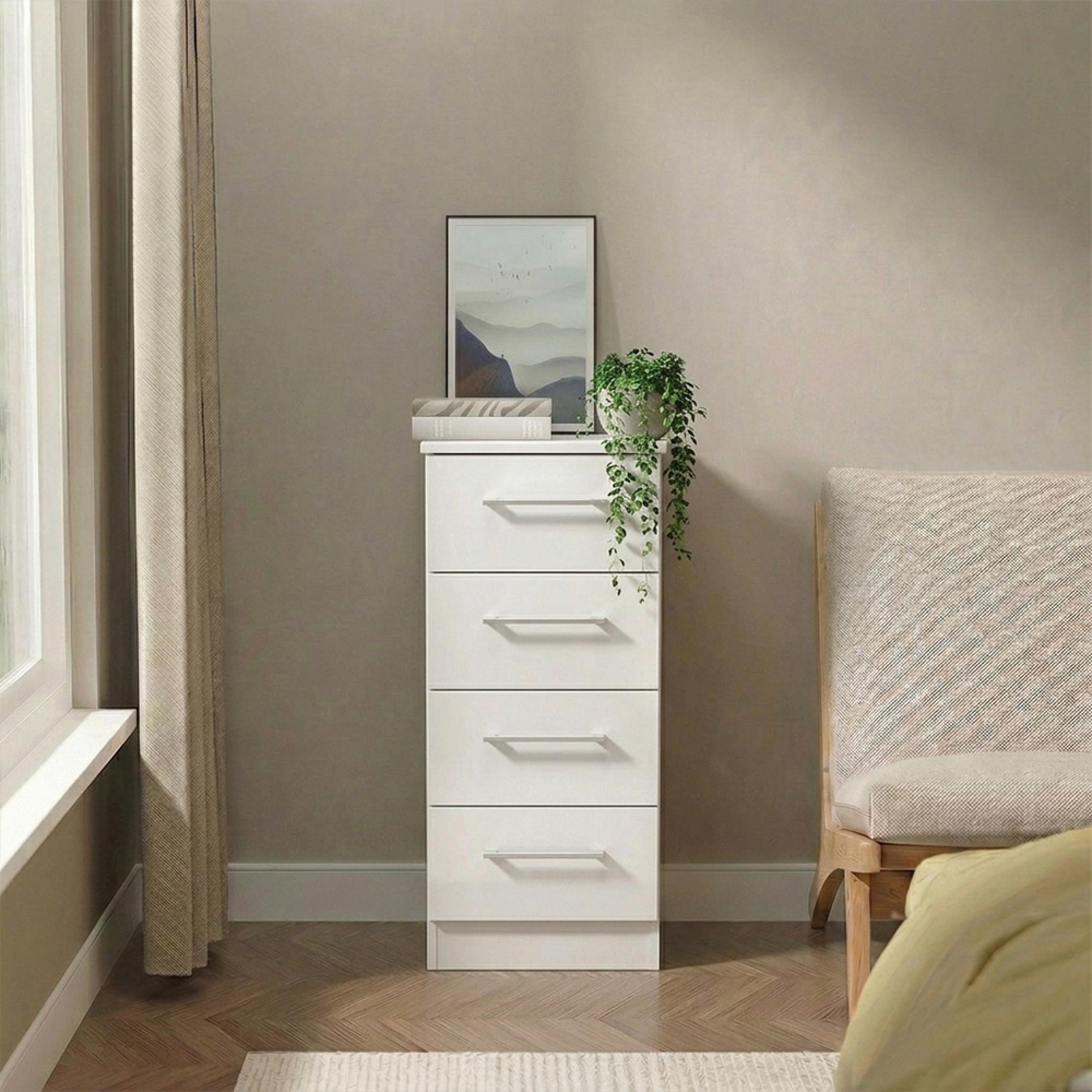 Worcester Chest - 4 Drawer - Narrow - White